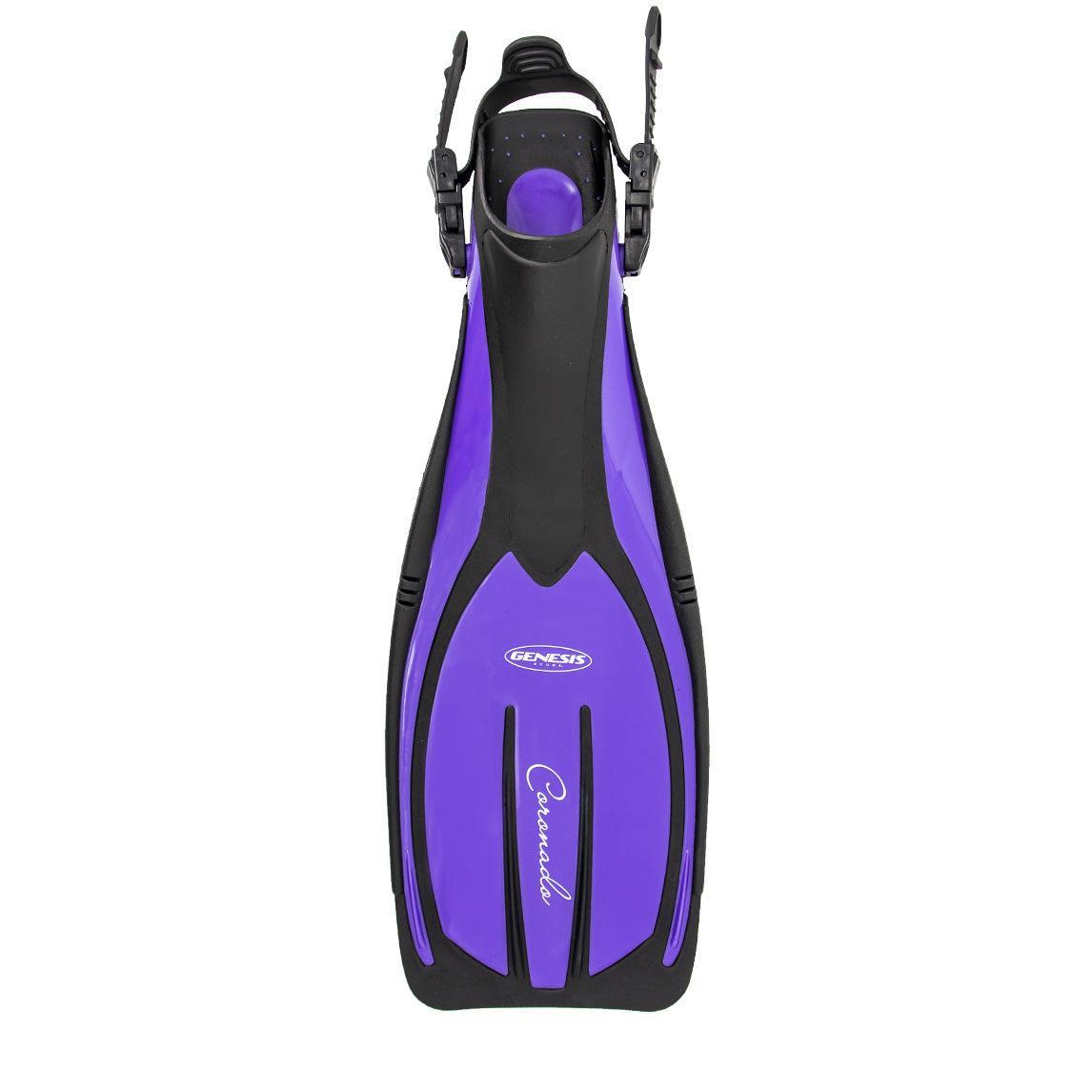 Genesis Coronado Open Heel Scuba Fin Lightweight, Powerful, Full Length-Ultra Violet-SM-