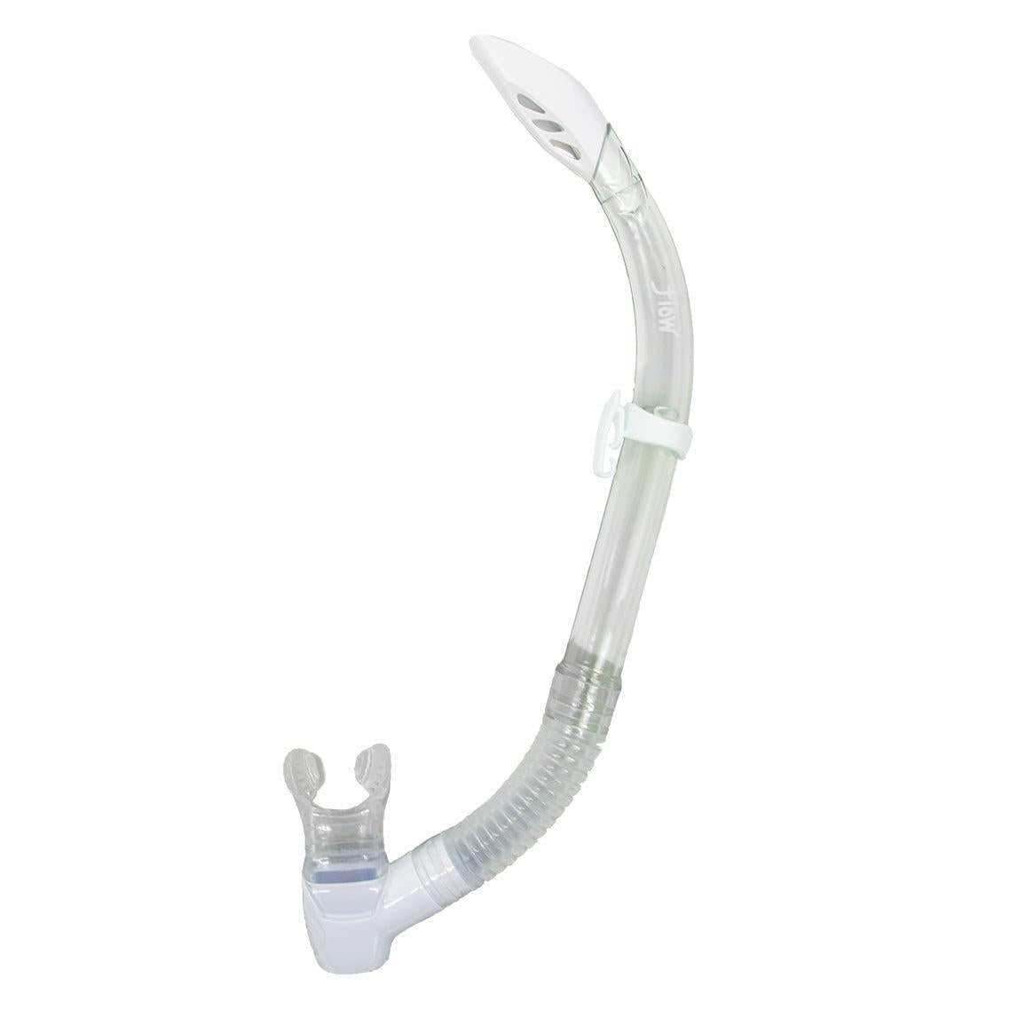 Genesis Flow Semi-Dry Snorkel Splash-Guard/Semi-Dry Top and Hypoallergenic Mouthpiece-White-