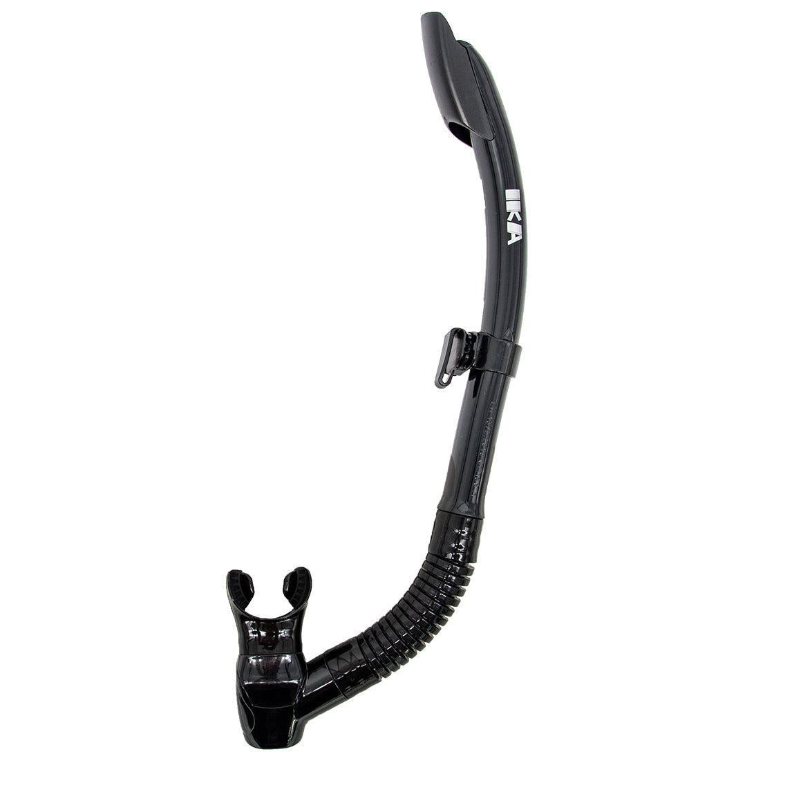 Genesis Ika Semi-Dry Snorkel Splash-Guard/Semi-Dry Top and Hypoallergenic Mouthpiece-Black Silicone-