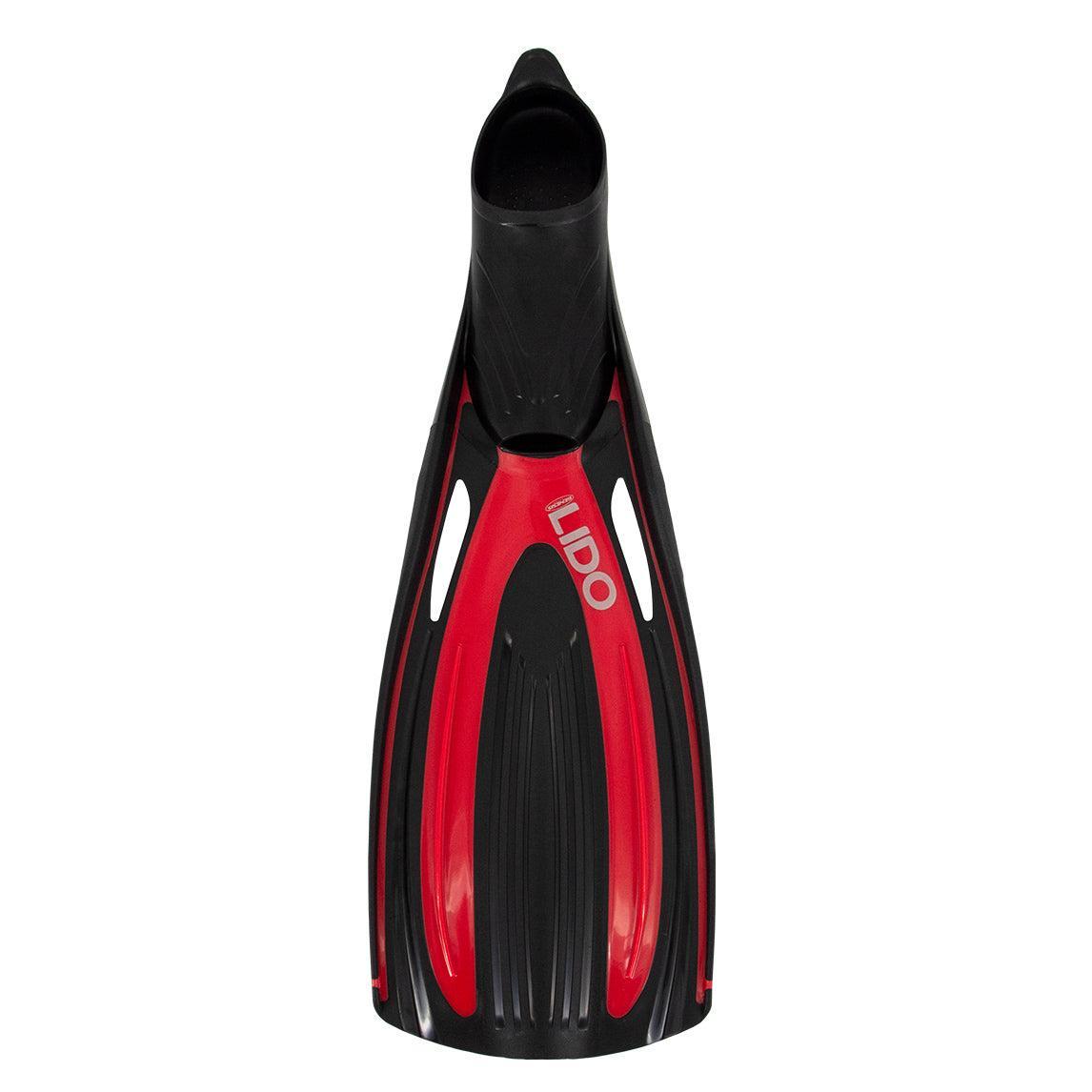 Genesis Lido Full Foot Fin Lightweight, Powerful Full Length Scuba and Snorkeling Fin-Red-XS-