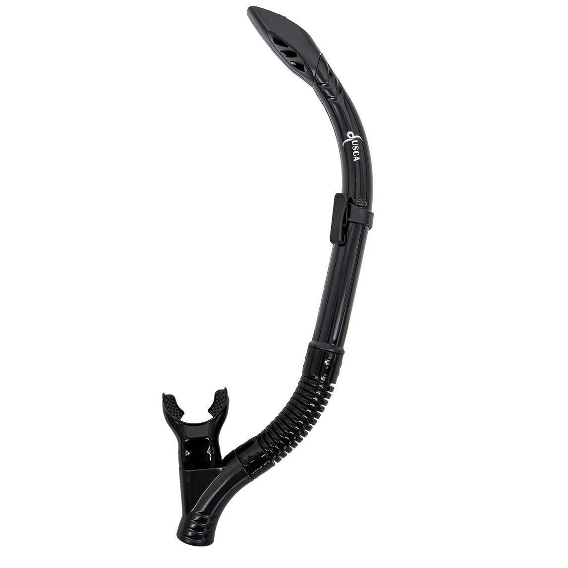 Genesis Lusca Semi-Dry Snorkel Splash-Guard/Semi-Dry Top and Hypoallergenic Mouthpiece-Black Silicone-