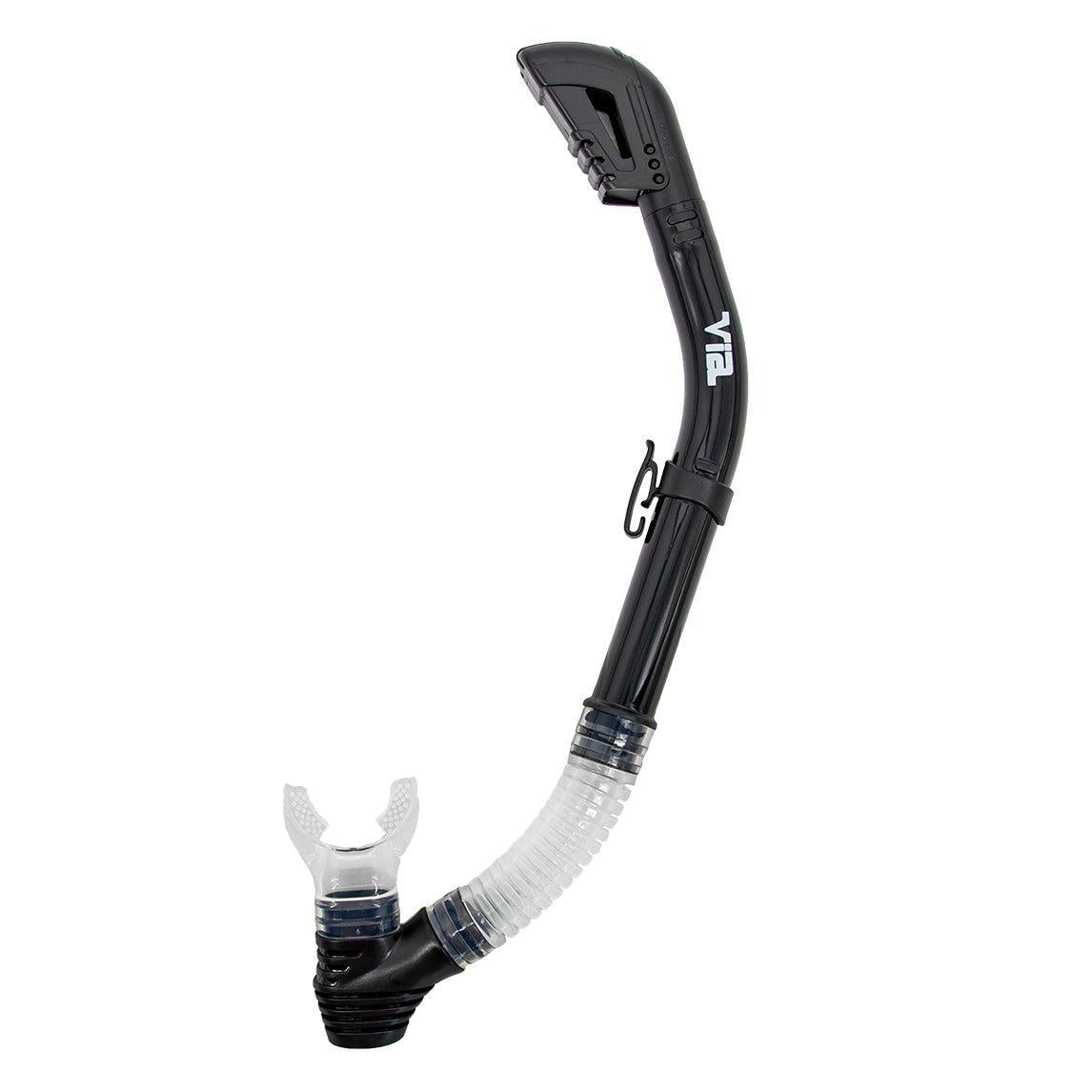 Genesis Via Dry Snorkel Dry Valve Top and Hypoallergenic Mouthpiece-Black-