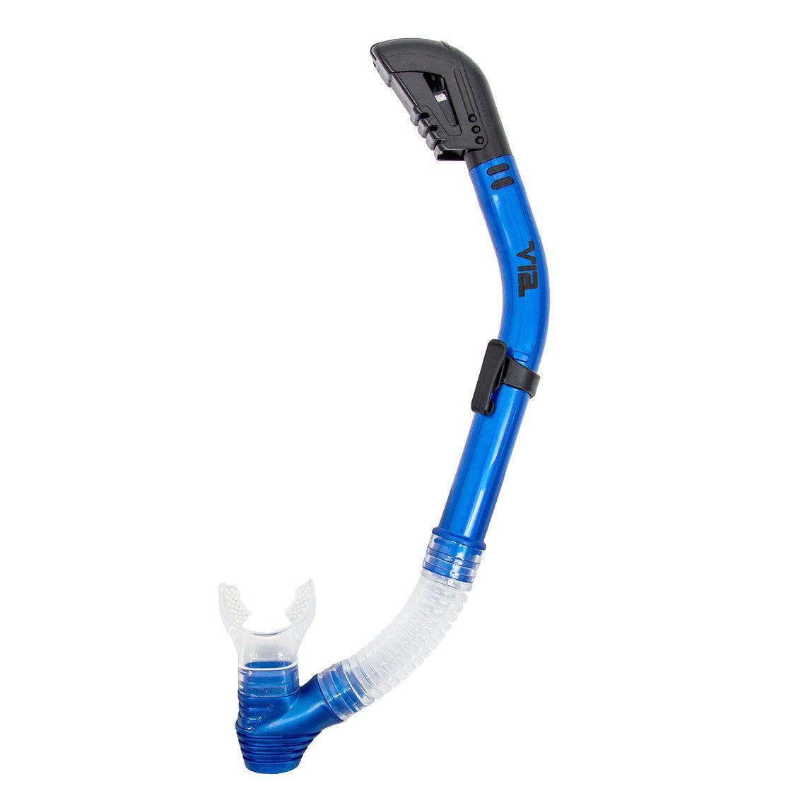 Genesis Via Dry Snorkel Dry Valve Top and Hypoallergenic Mouthpiece-Ice Blue-