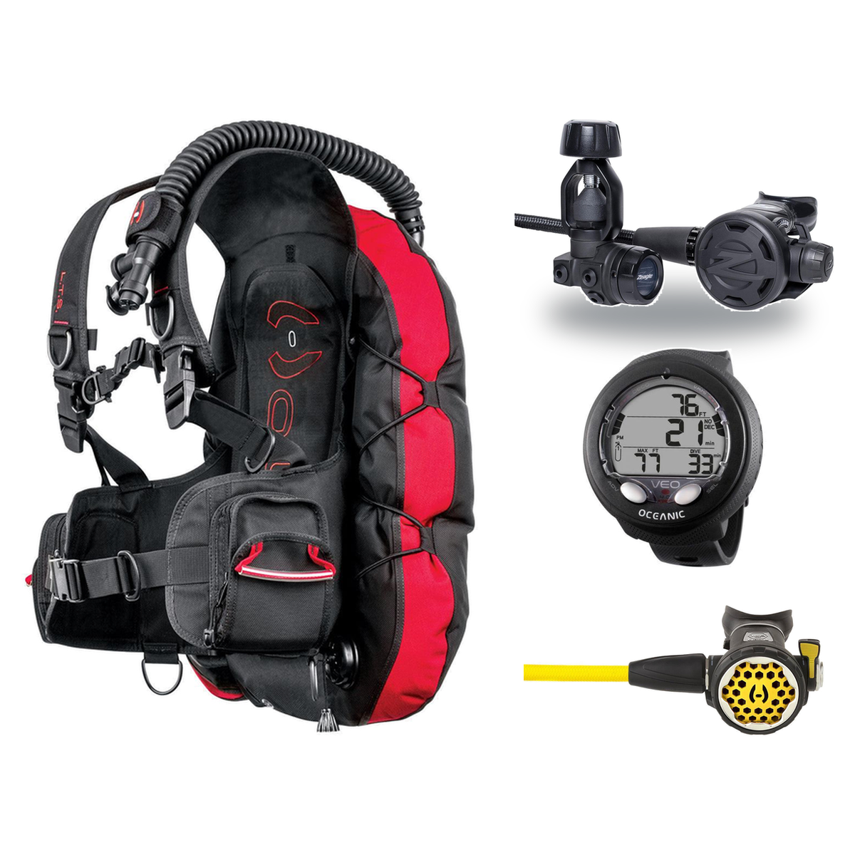 Hollis Cold Water Scuba Package – HD-200 BCD, DC7 Sealed Regulator, 150LX Octopus & Oceanic Veo 4.0 — Hollis LTS Light Trave…