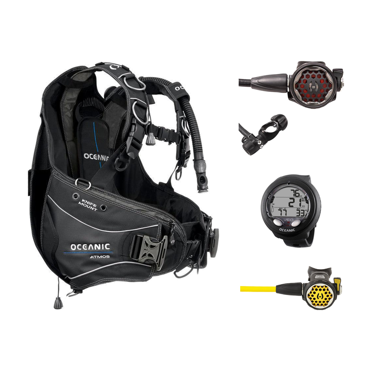 Hollis Cold Water Scuba Package – HD-200 BCD, DC7 Sealed Regulator, 150LX Octopus & Oceanic Veo 4.0 — Oceanic Atmos Hybrid A…