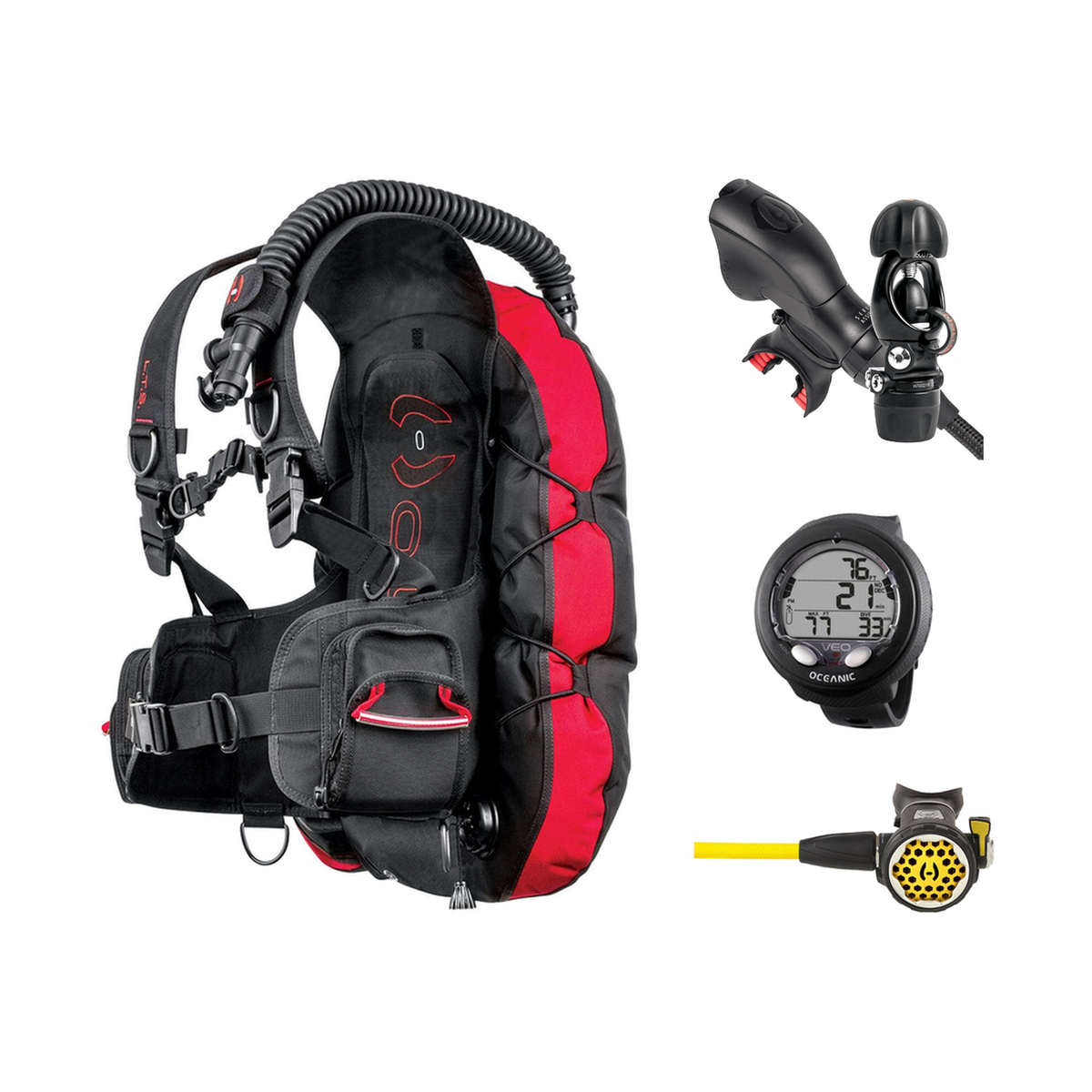 Hollis Cold Water Scuba Package – HD-200 BCD, DC7 Sealed Regulator, 150LX Octopus & Oceanic Veo 4.0 — Hollis LTS Light Trave…