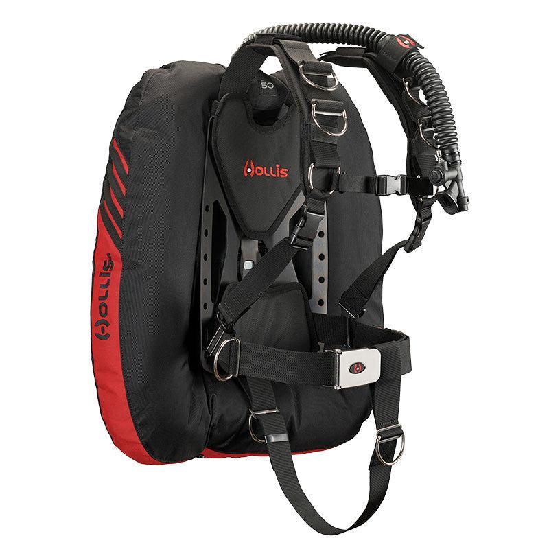 Hollis CRIB double tank rig, DT 50 wing in Red, side view