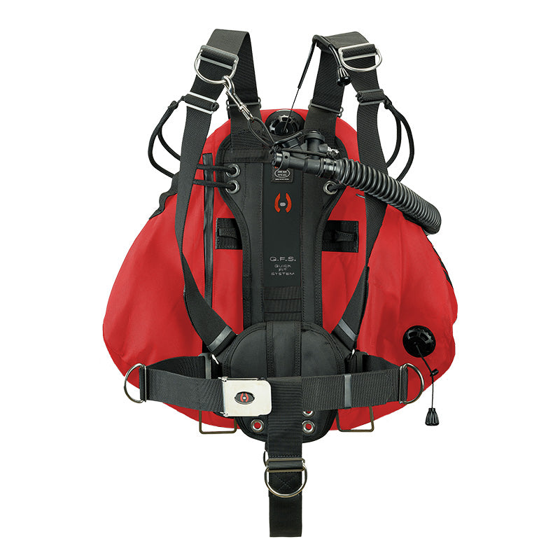 Hollis CRIB sidemount rig, Katana 2 Single in Red, harness side
