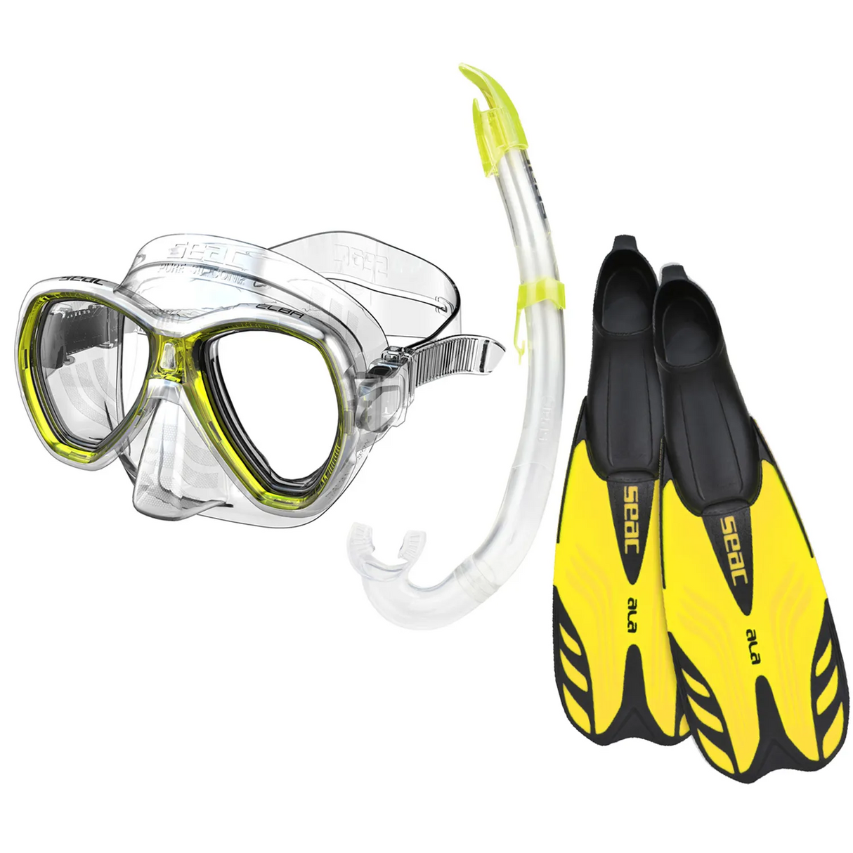 Seac Elba Mask with Flash Snorkel & Ala Snorkeling Fins Set