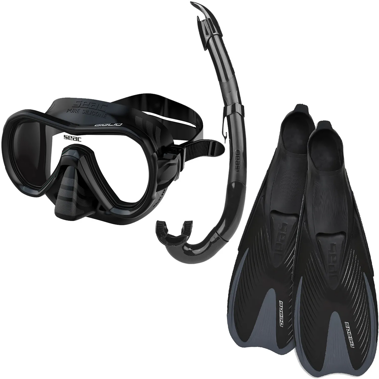 Seac Giglio Mask with Flash Snorkel & Speed Snorkeling Fins Set