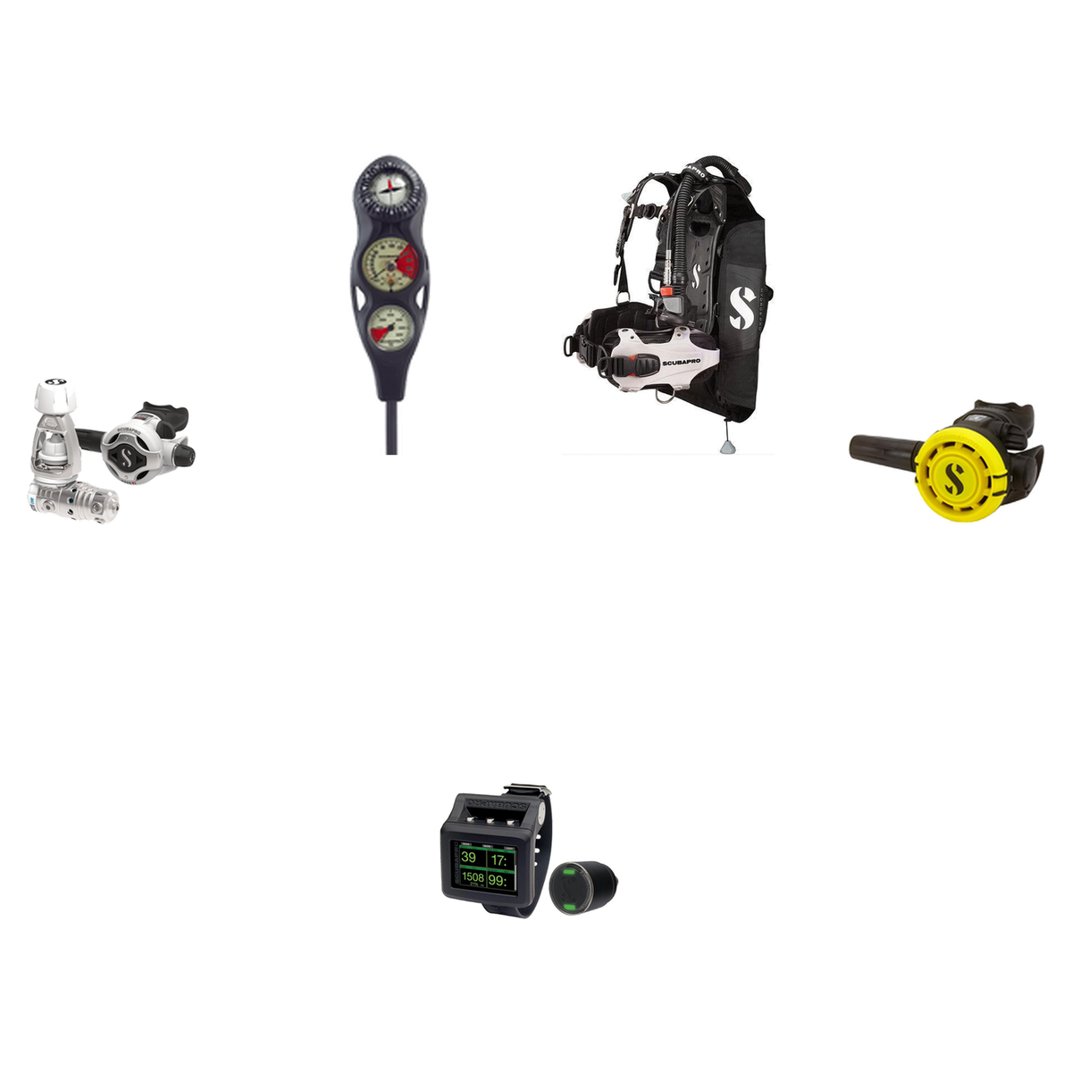 Scubapro Advanced Scuba Package (Level 3) – Hydros Pro 2 BCD + MK25 EVO/S620 Ti Regulator + R105 Octopus + 3-Gauge Console +…