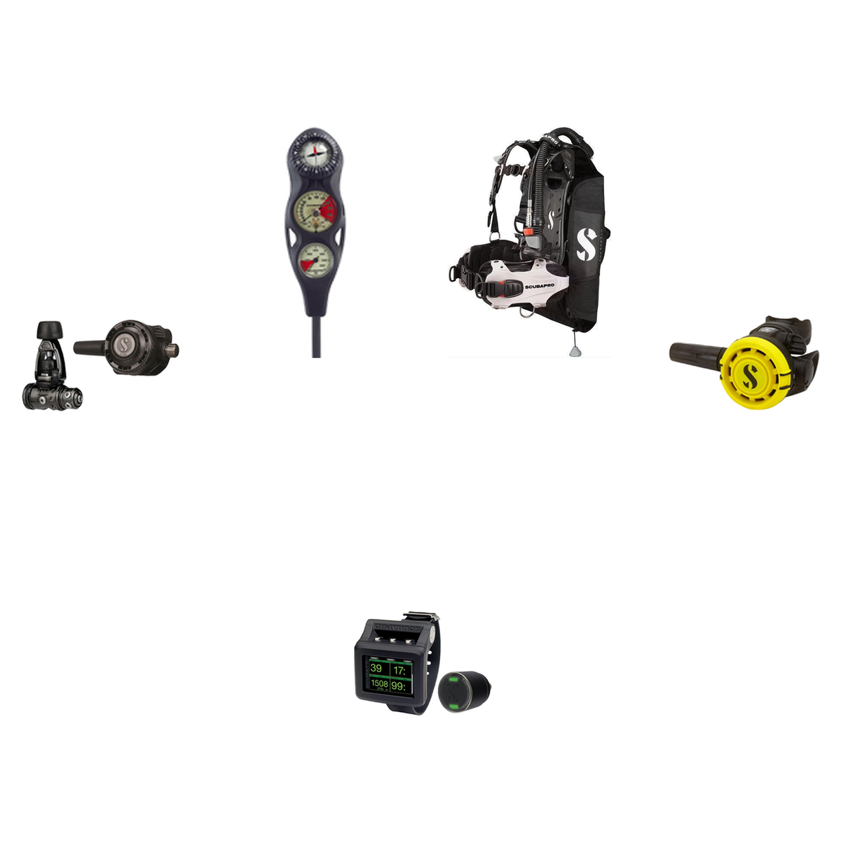 Scubapro Advanced Scuba Package (Level 3) – Hydros Pro 2 BCD + MK25 EVO/S620 Ti Regulator + R105 Octopus + 3-Gauge Console +…