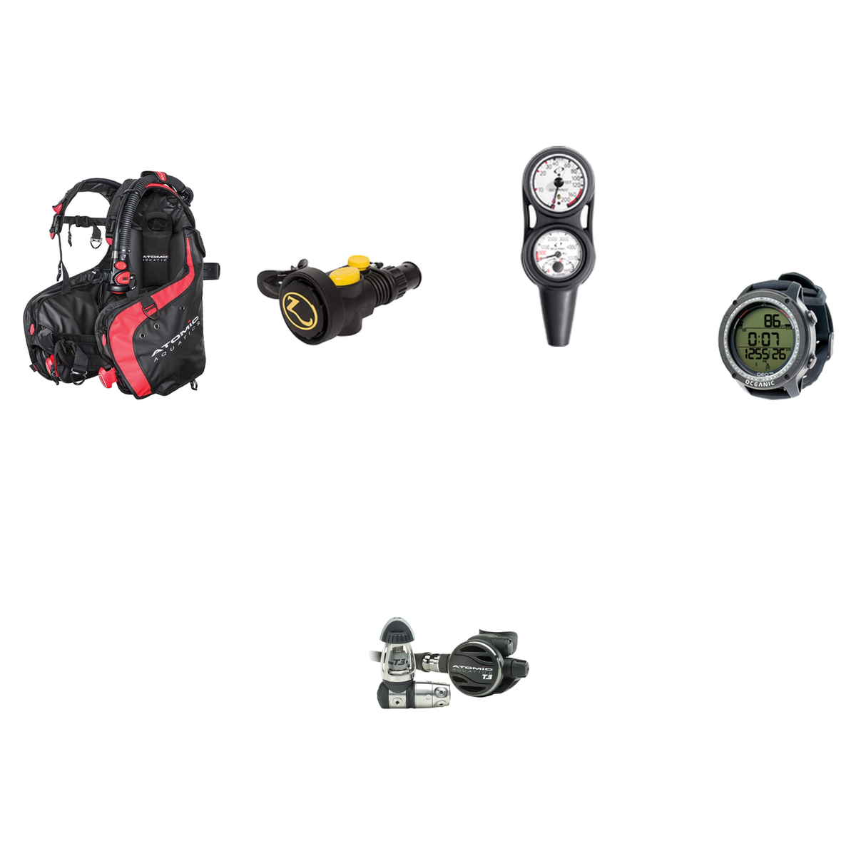 Atomic Aquatics Pro Scuba Package (Level 4) – BC2 BCD + T3 Titanium Regulator + Zeagle Octo Z II + Oceanic Maxdepth Console…