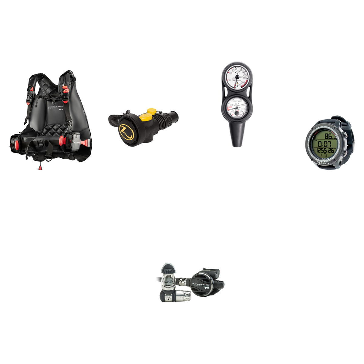 Atomic Aquatics Pro Scuba Package (Level 4) – BC2 BCD + T3 Titanium Regulator + Zeagle Octo Z II + Oceanic Maxdepth Console…