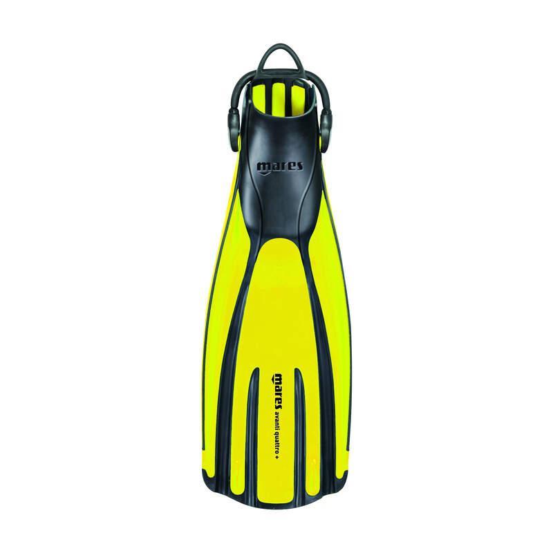 Mares Plana Avanti Quattro Plus Open Heel Bungee Strap Dive Fins-Yellow-XS-