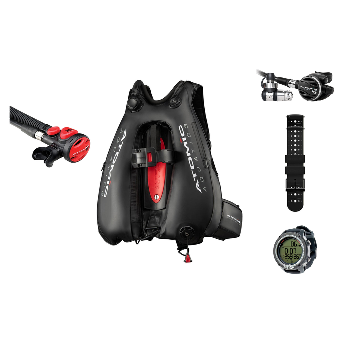 Atomic T3 Regulator + Atomic BC2 BCD + Oceanic GEO Air Scuba Package — Din Sealed