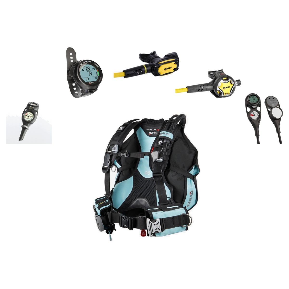 Mares Entry Level Scuba Package — includes Mares Buoyancy Compensator BCD Vest Magellan HD, Mares SXS Octopus Diving Regulat…