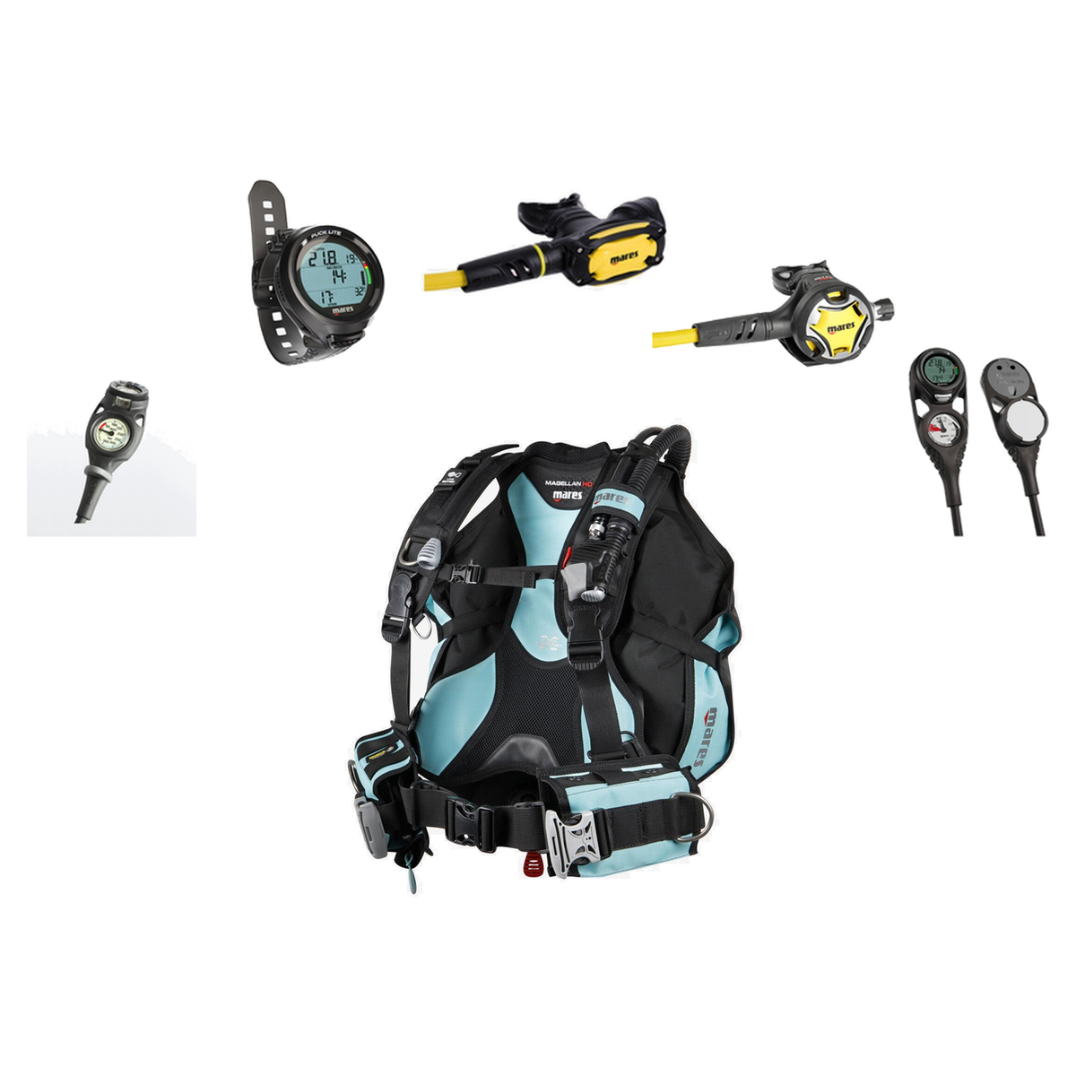 Mares Entry Level Scuba Package — includes Mares Buoyancy Compensator BCD Vest Magellan HD, Mares SXS Octopus Diving Regulat…