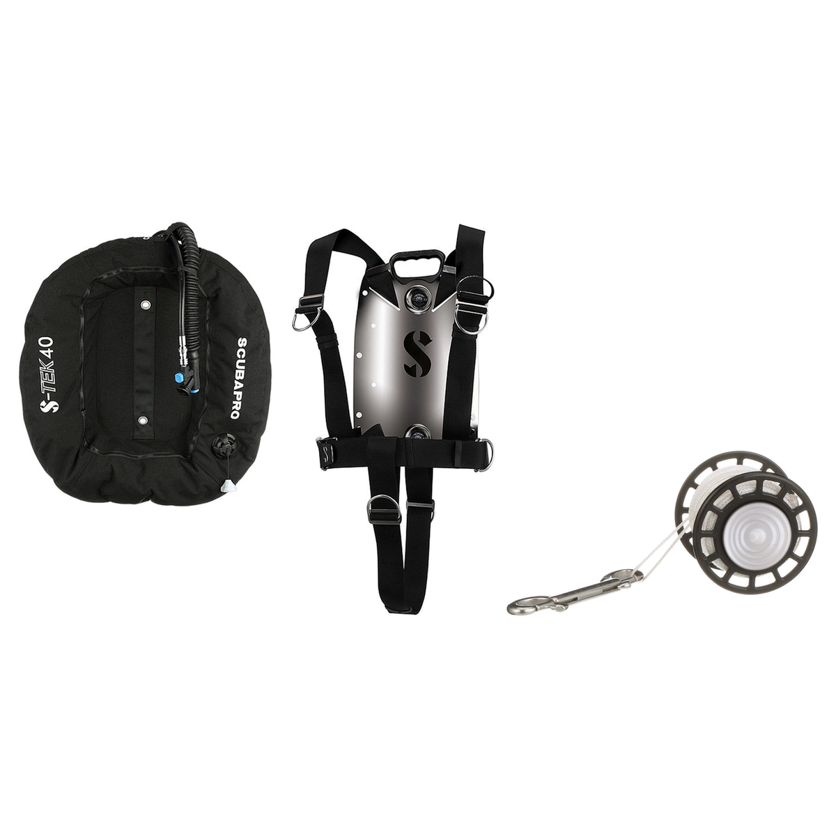 Scubapro S-Tek Pure System Package — includes Scubapro S - TEK Donut Wing 40 + S - TEK Pure Harness SS, Scubapro S - TEK Spo…