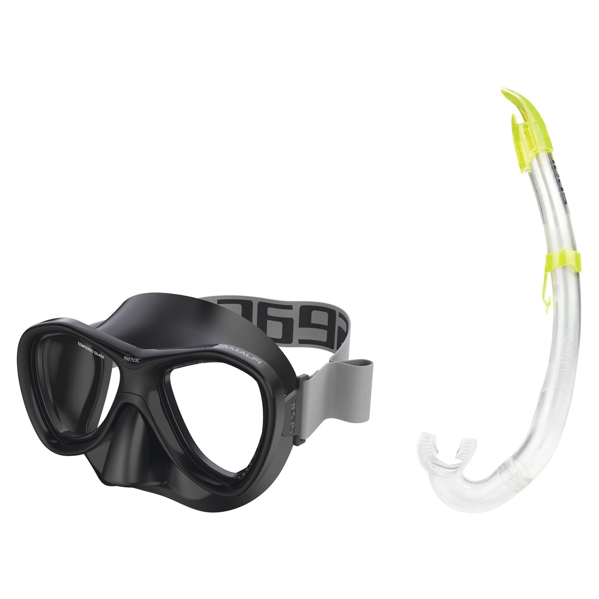 Seac Amalfi Two Lens Mask with Flash Snorkel Set — Black, Yellow