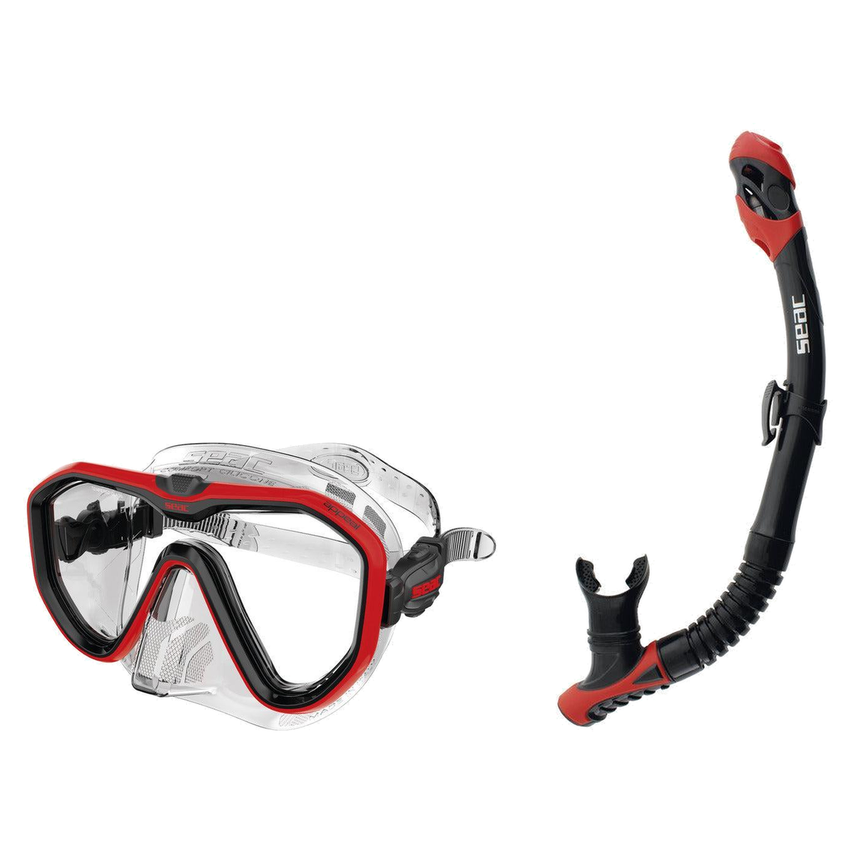 Seac Appeal Dive Mask with Reverse Dry Snorkel Set — Clear Red