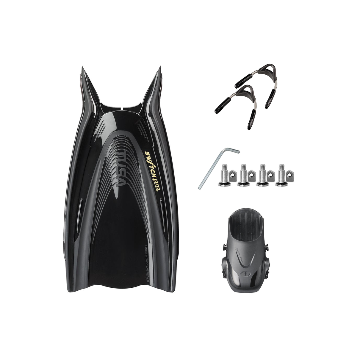 Tusa Color Kit Build – HyFlex Switch Pro Fins with Spring Strap (Blades + Foot Pockets + Straps + Hardware) — includes Tusa…