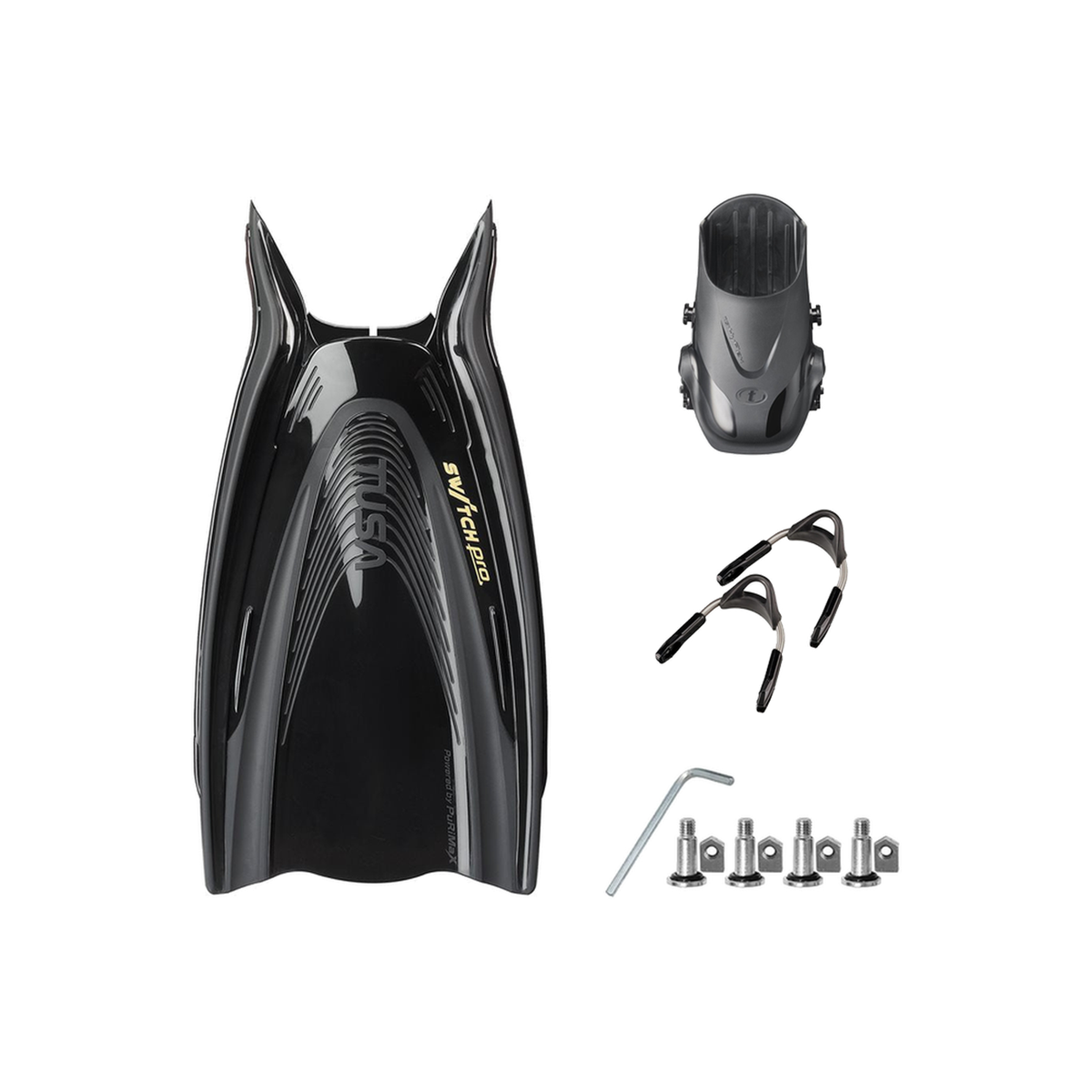 Tusa Color Kit Build – HyFlex Switch Pro Fins with Spring Strap (Blades + Foot Pockets + Straps + Hardware) — includes Tusa…