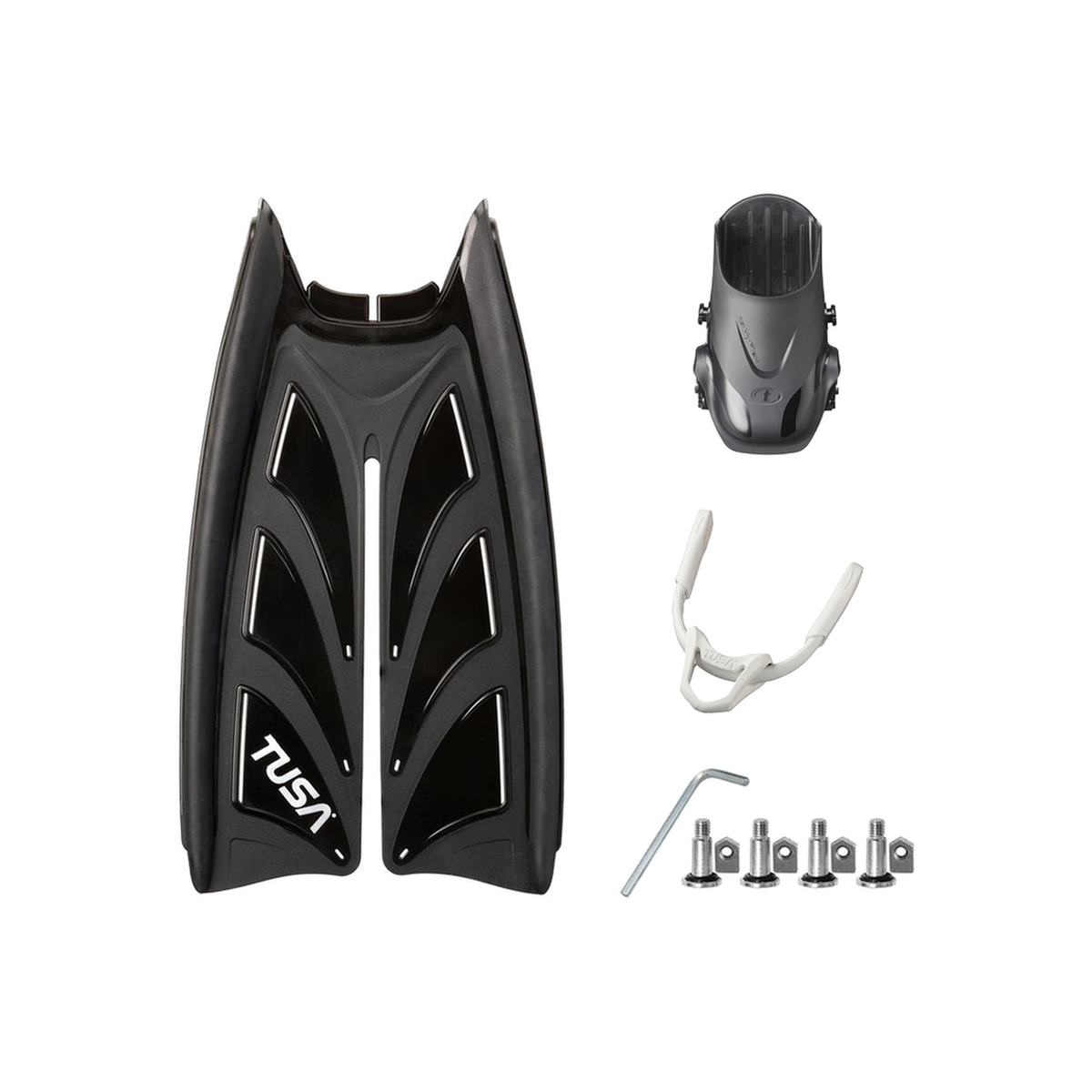 Tusa Color Kit Build – Hyflex Zoom Fins with Bungee Strap (Blades + Foot Pockets + Straps + Hardware) — Black, L/XL (Large /…