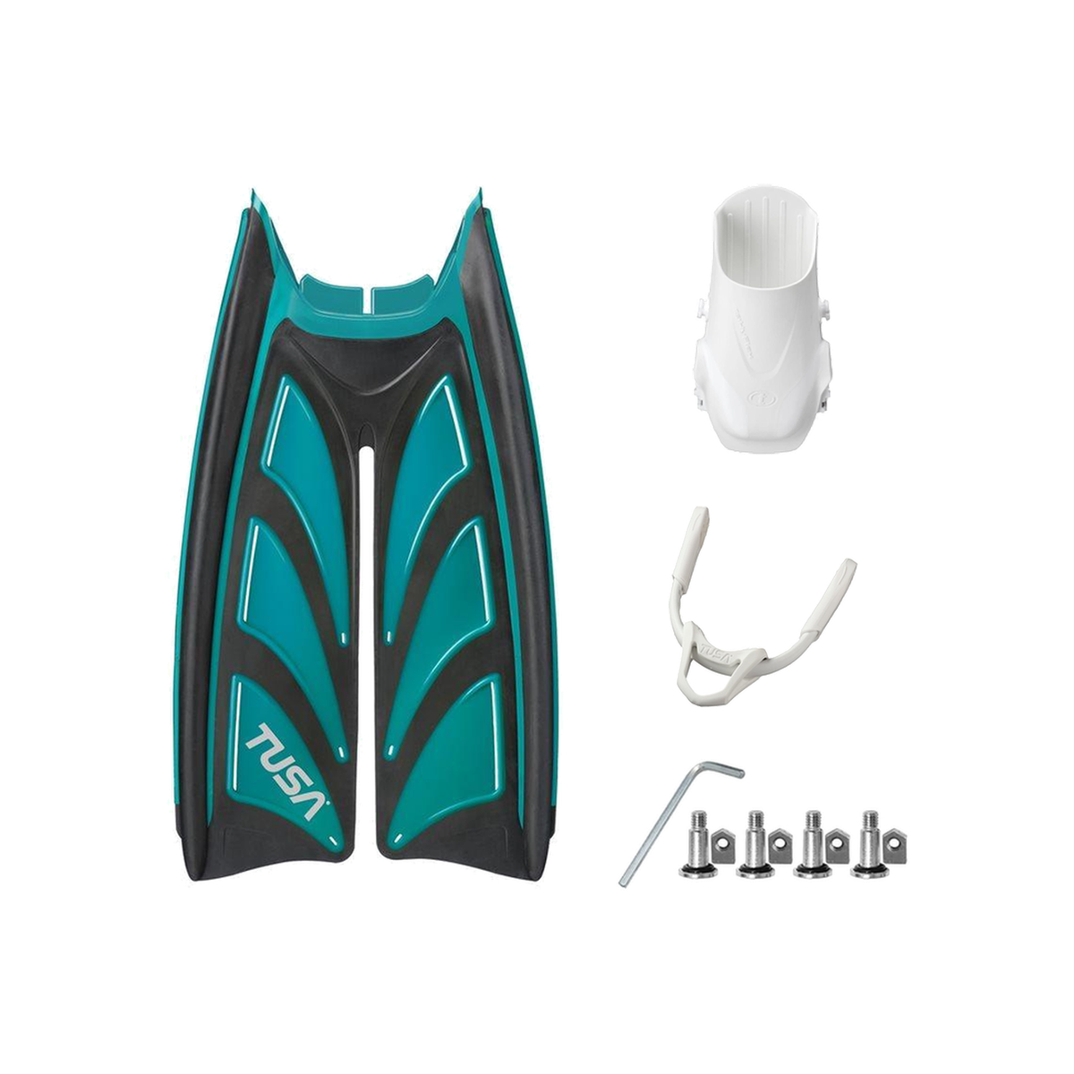 Tusa Color Kit Build – Hyflex Zoom Fins with Bungee Strap (Blades + Foot Pockets + Straps + Hardware) — Ocean Green