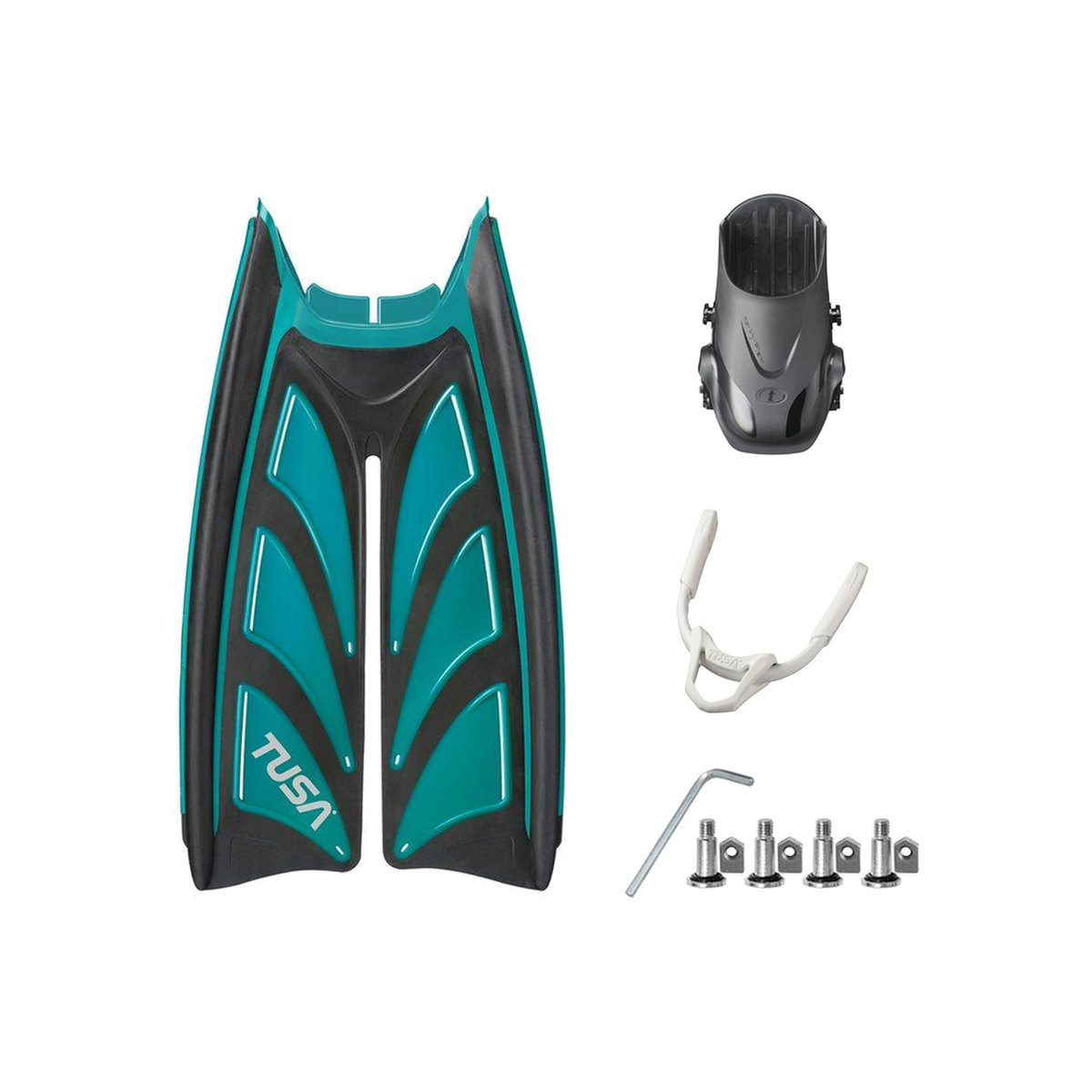 Tusa Color Kit Build – Hyflex Zoom Fins with Bungee Strap (Blades + Foot Pockets + Straps + Hardware) — Ocean Green, L/XL (L…
