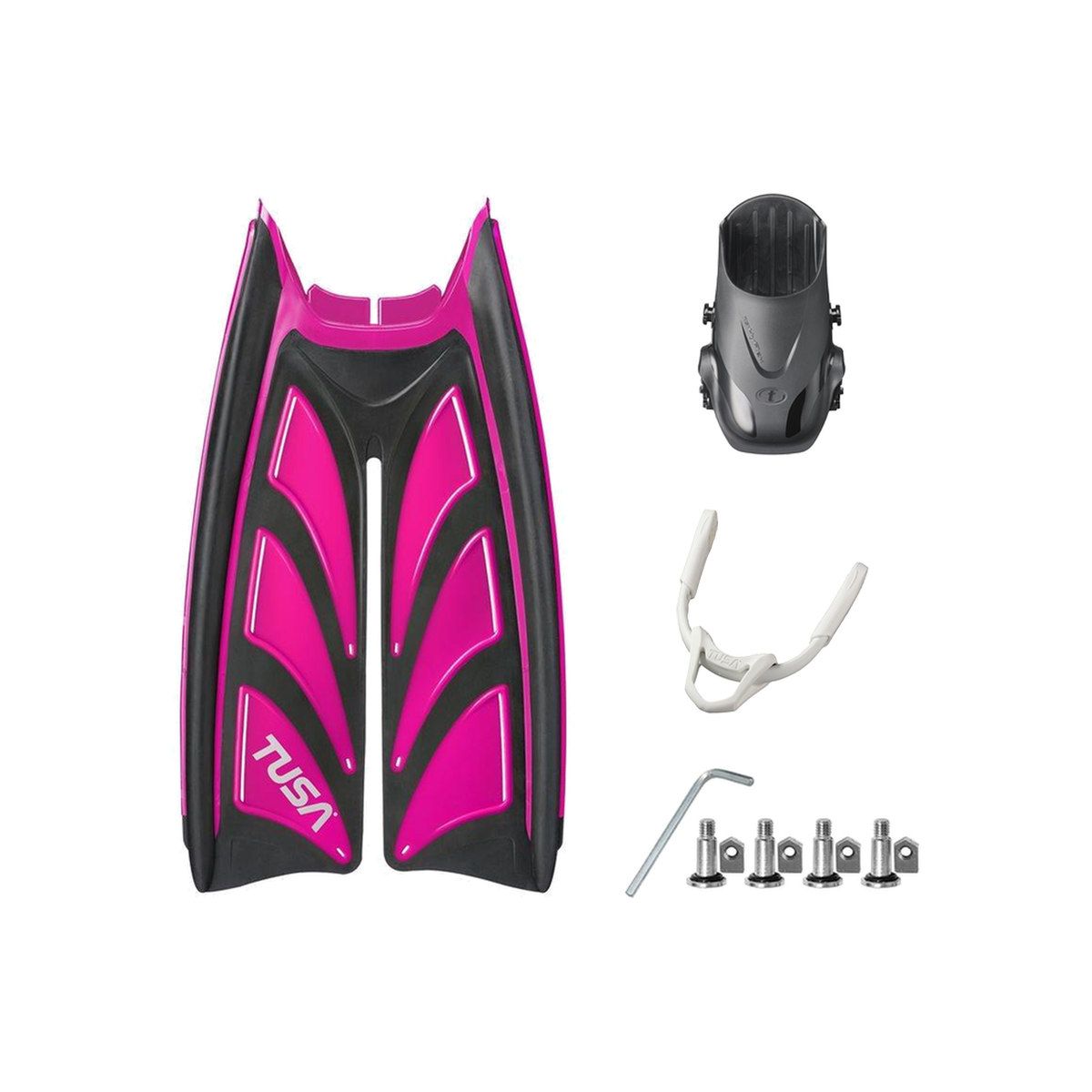 Tusa Color Kit Build – Hyflex Zoom Fins with Bungee Strap (Blades + Foot Pockets + Straps + Hardware) — Rose Pink, L/XL (Lar…