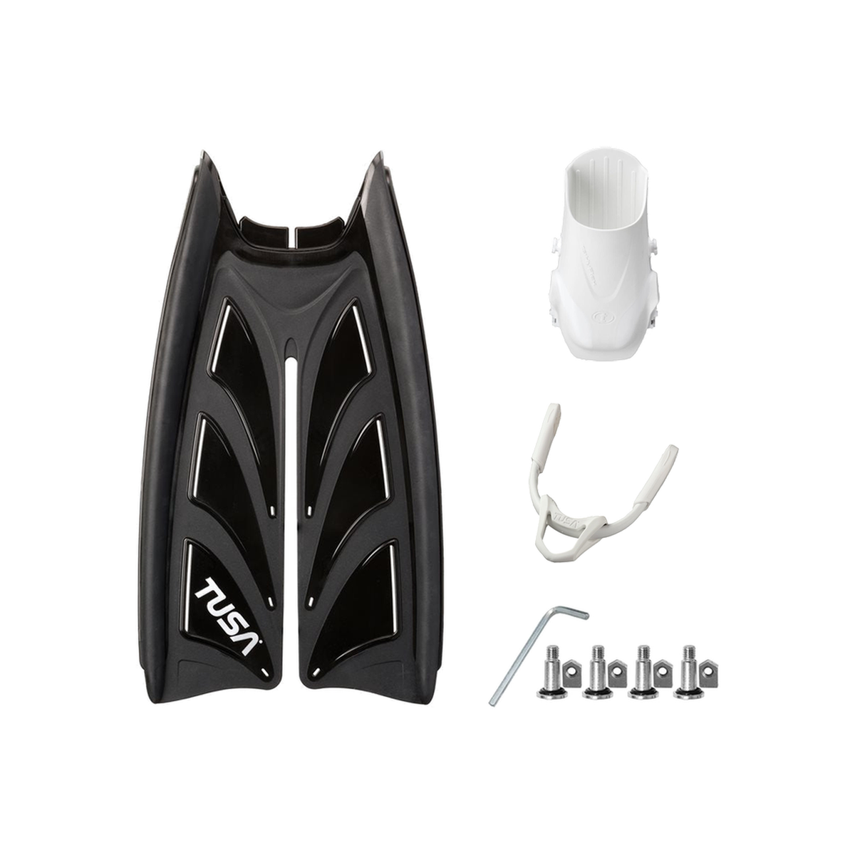 Tusa Color Kit Build – Hyflex Zoom Fins with Bungee Strap (Blades + Foot Pockets + Straps + Hardware) — Black