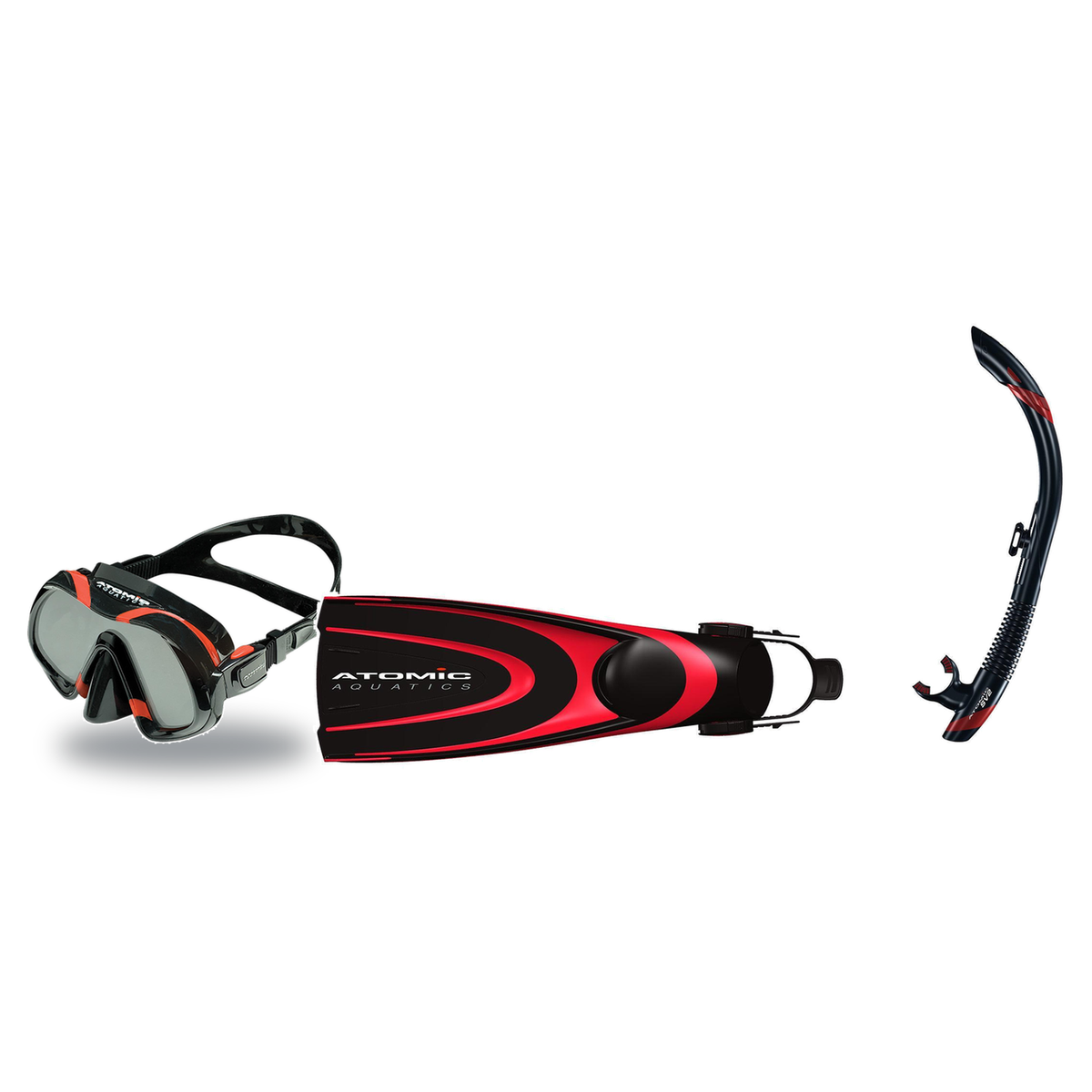 Atomic Aquatics Mask Fin Snorkel Package – Arc SubFrame, Frameless 2 or Venom Mask + SV2 Snorkel + Open Heel Fins — Venom, A…