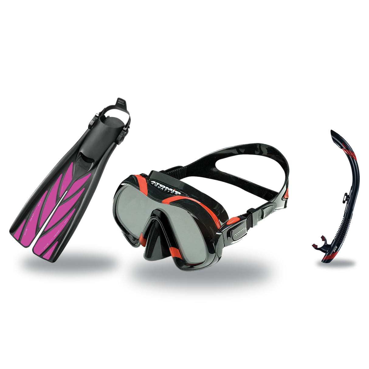 Atomic Aquatics Mask Fin Snorkel Package – Venom ARC, Venom or Arc SubFrame Mask + SV2 Snorkel + Open Heel Fins — Venom, ML…