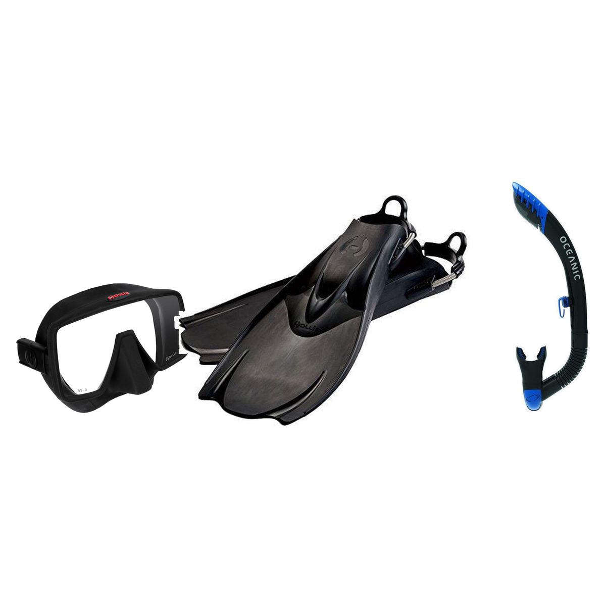 Hollis Mask Fin Snorkel Package – M-1, M3 Dual Lens or M4 Mask + Ultra Dry 2 Snorkel + F2 Heavy Duty Open Heel Fins — M4, Ho…