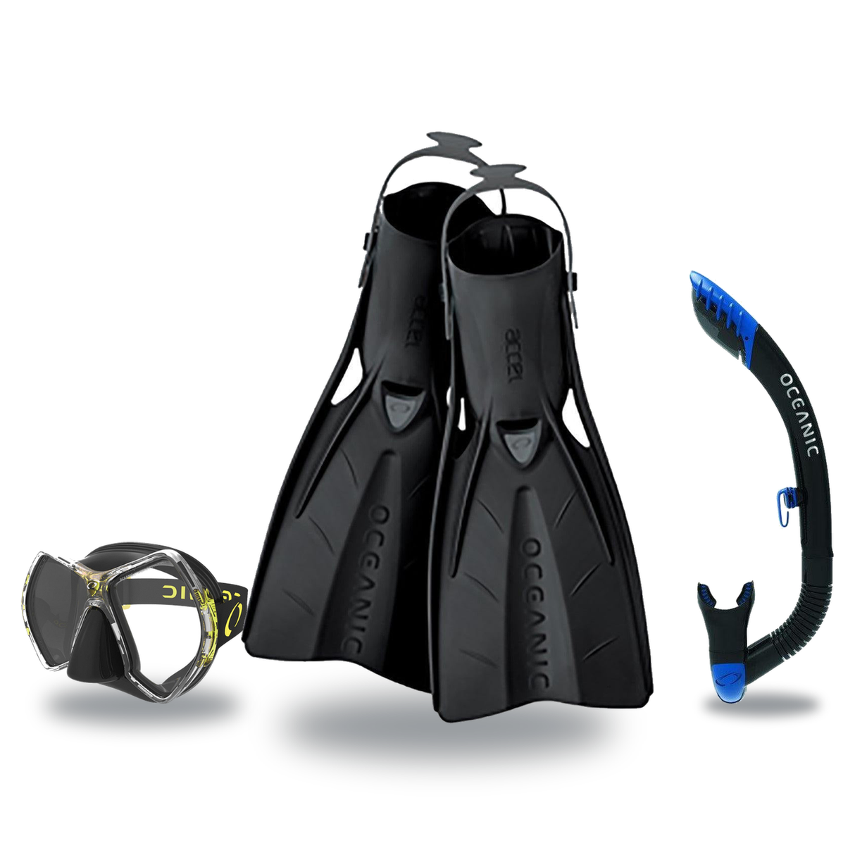 Oceanic Mask Fin Snorkel Package – Cyanea Dual Lens, Shadow Single Lens or Mini Shadow Single Lens Mask + Ultra Dry 2 Snorke…