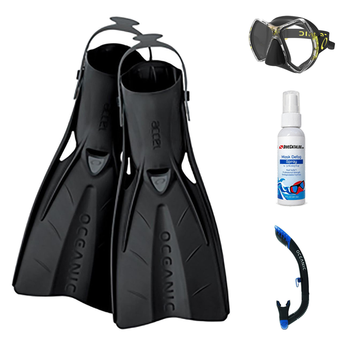 Oceanic Mask Fin Snorkel Package – Cyanea Dual Lens, Shadow Single Lens or Mini Shadow Single Lens Mask + Ultra Dry 2 Snorke…