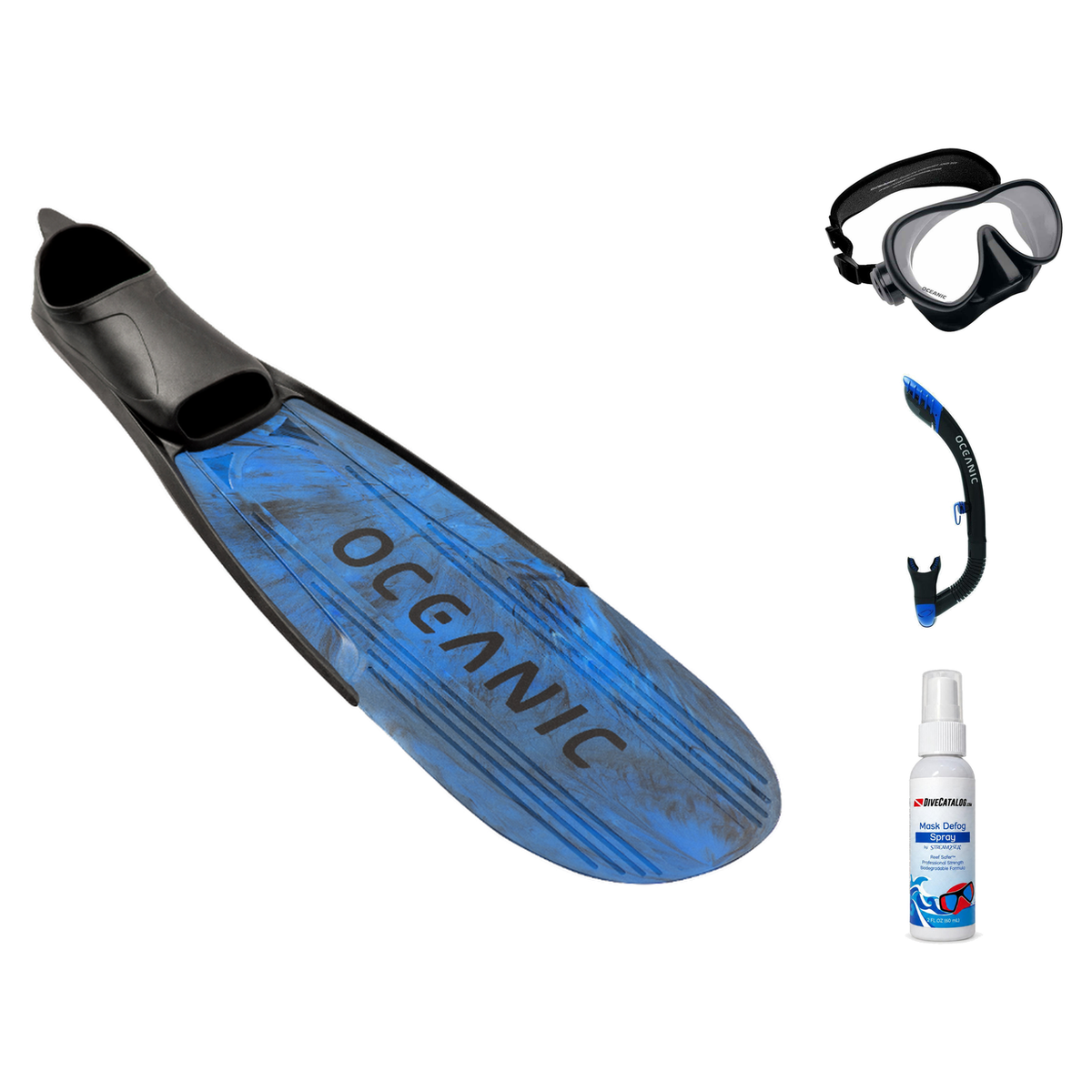 Oceanic Mask Fin Snorkel Package – Duo Dual Lens, Enzo Dual Lens or Shadow Single Lens Mask + Ultra Dry 2 Snorkel + Manta Ra…
