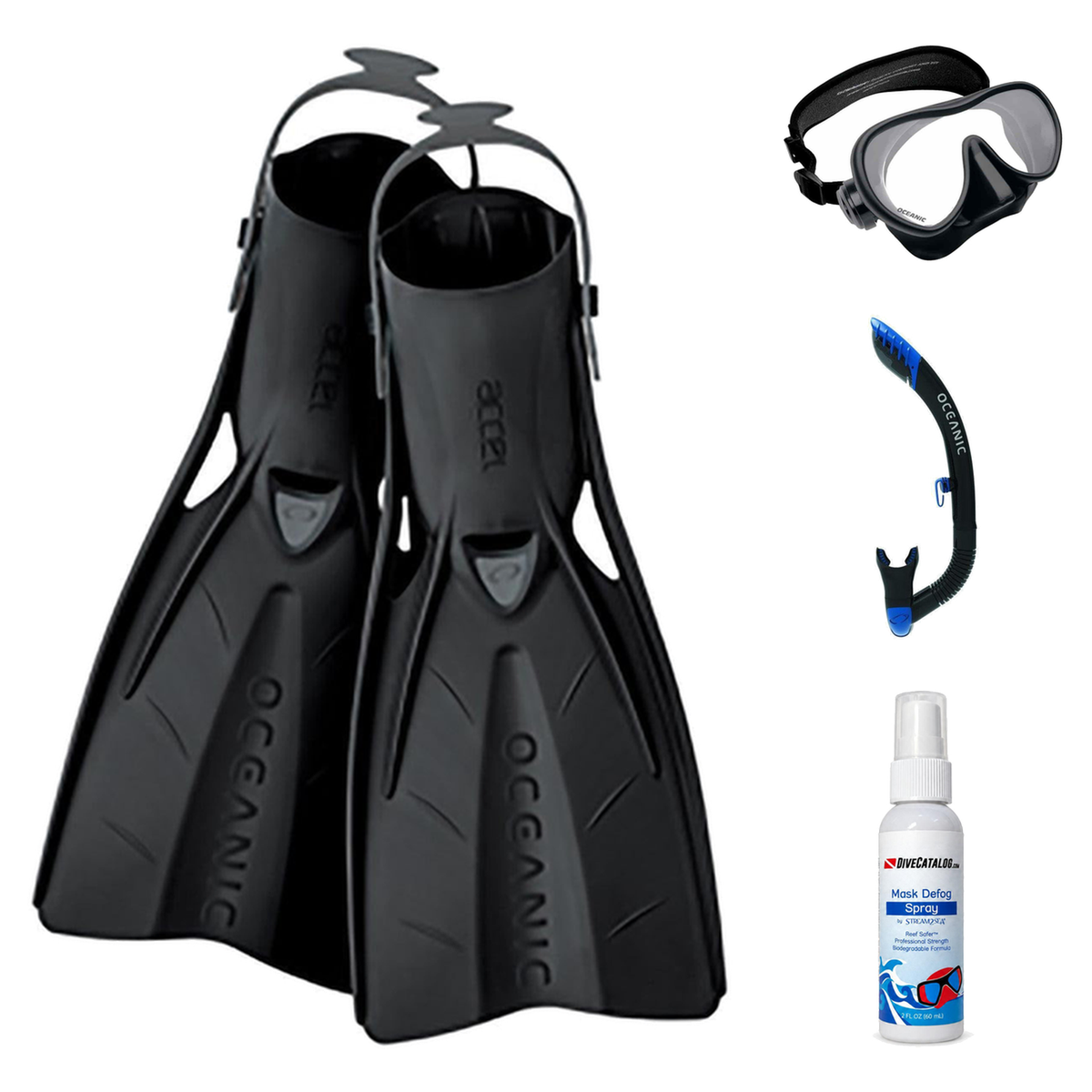 Oceanic Mask Fin Snorkel Package – Duo Dual Lens, Enzo Dual Lens or Shadow Single Lens Mask + Ultra Dry 2 Snorkel + Manta Ra…