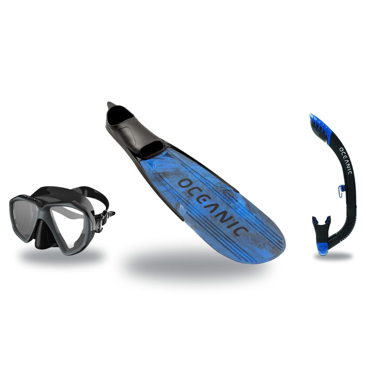 Oceanic Mask Fin Snorkel Package – Duo Dual Lens, Enzo Dual Lens or Shadow Single Lens Mask + Ultra Dry 2 Snorkel + Manta Ra…