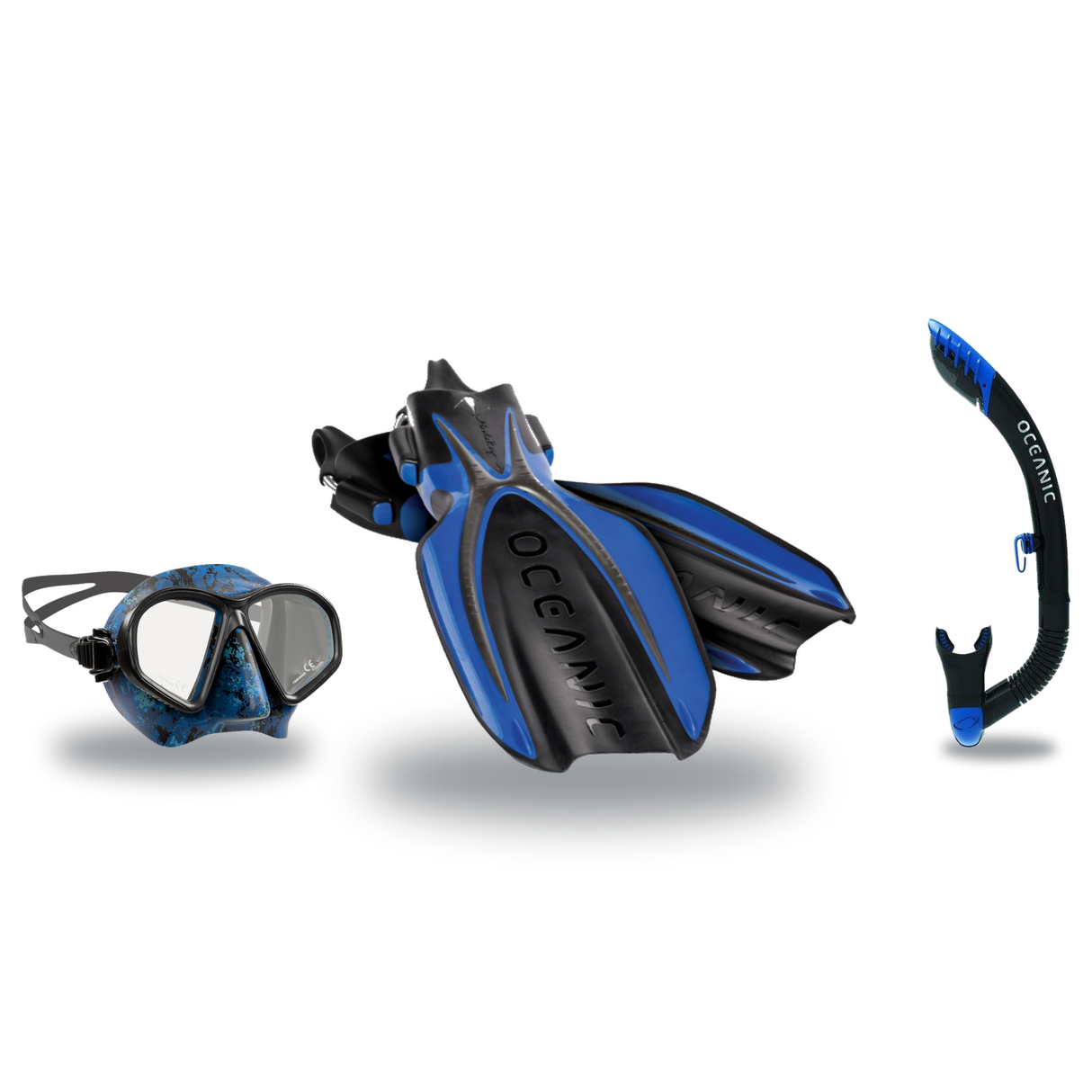 Oceanic Mask Fin Snorkel Package – Predator Dual Lens Ultra Low-Volume Camo Free, Shadow Single Lens or Mini Shadow Single L…