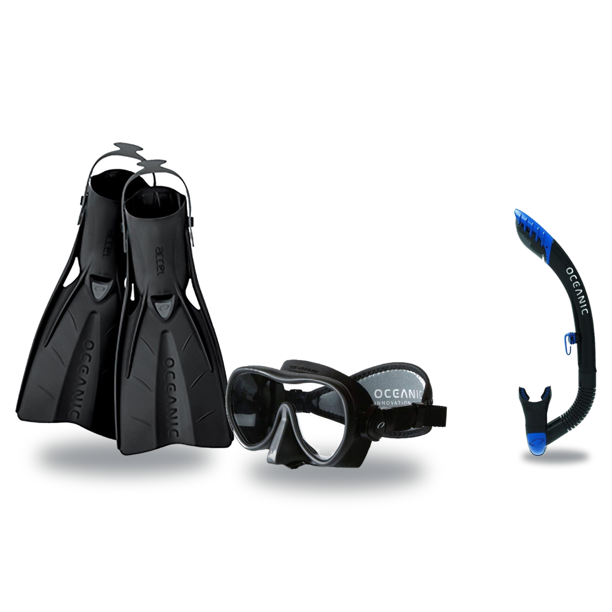 Oceanic Mask Fin Snorkel Package – Mini Shadow Single Lens, Shadow Single Lens or Predator Dual Lens Ultra Low-Volume Camo F…