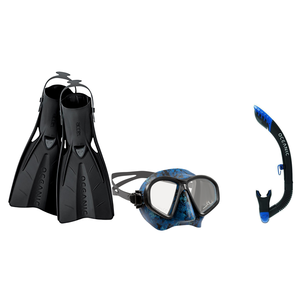 Oceanic Mask Fin Snorkel Package – Mini Shadow Single Lens, Shadow Single Lens or Predator Dual Lens Ultra Low-Volume Camo F…