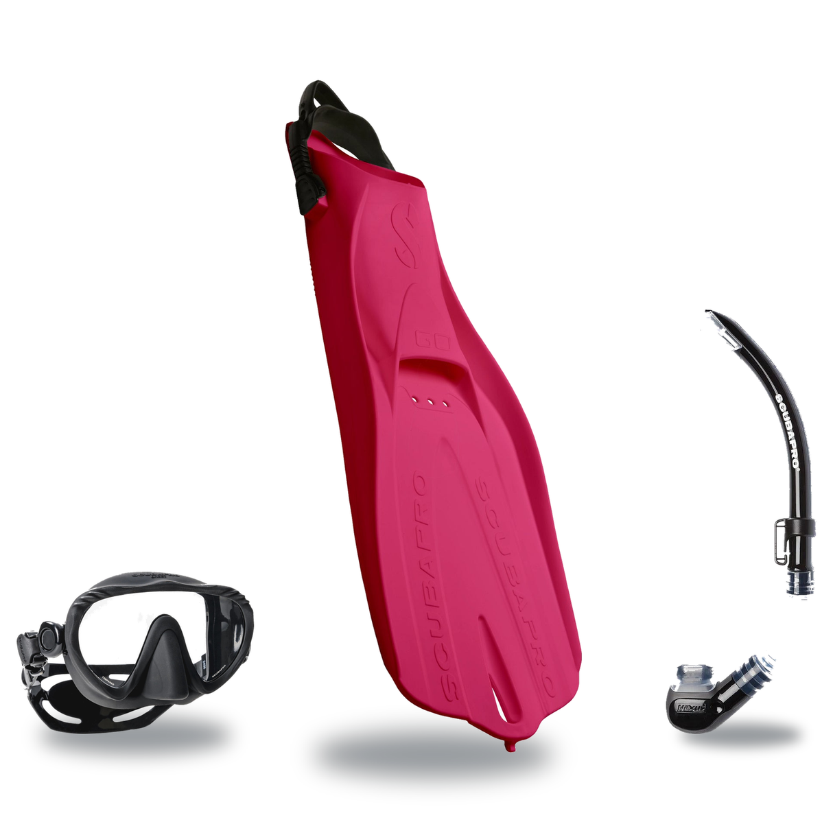 Scubapro Mask Fin Snorkel Package – Ghost, Spectra or Spectra Mini Mask + Nexus Purge Valve Snorkel + GO Travel Fins — inclu…