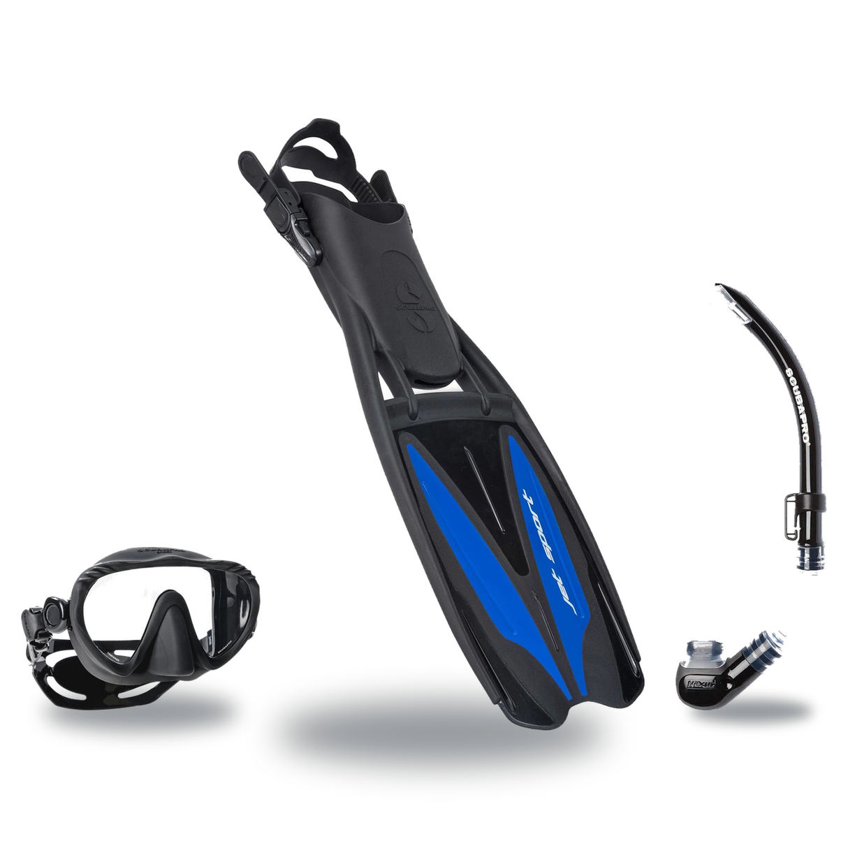 Scubapro Mask Fin Snorkel Package – Trinidad 3, Ghost or Spectra Mask + Nexus Purge Valve Snorkel + GO Travel Fins — Ghost,…