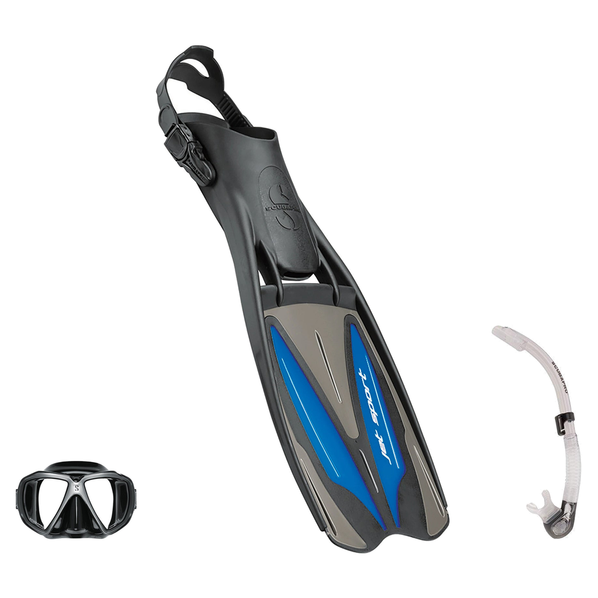 Scubapro Mask Fin Snorkel Package – Zoom Lite, Spectra or Spectra Mini Mask + Nexus Purge Valve Snorkel + GO Travel Fins — S…