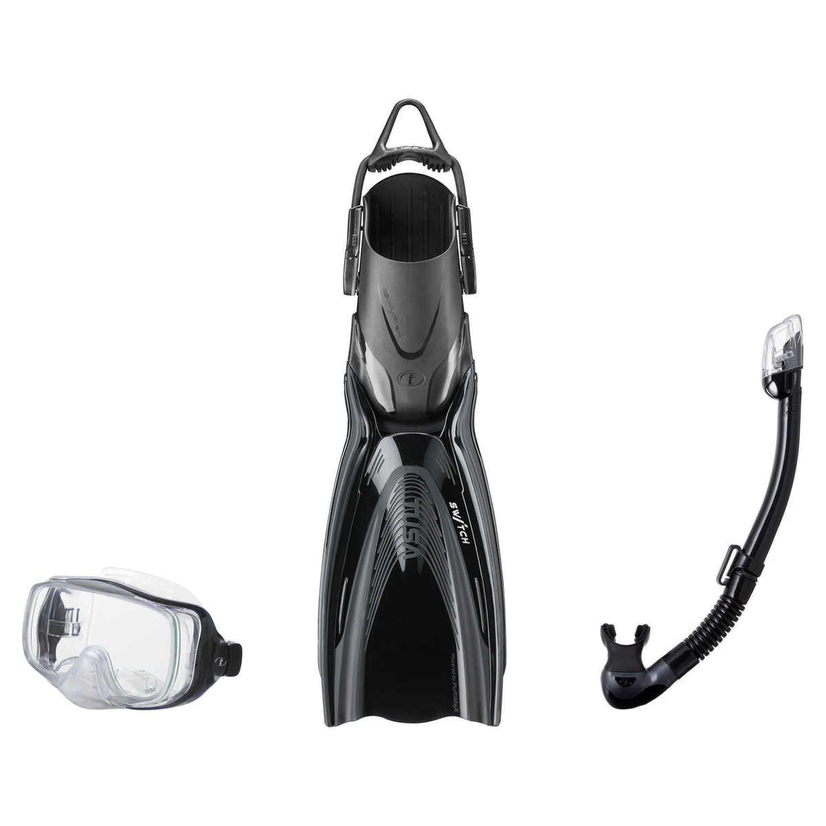 Tusa Mask Fin Snorkel Package – Freedom Elite Single Lens, Tina Single Lens or Imprex 3-D Hyperdry Single Lens Mask + Hyperd…