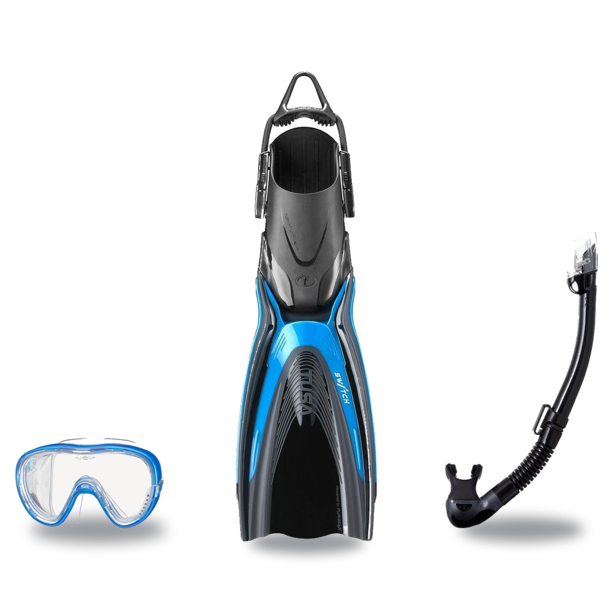 Tusa Mask Fin Snorkel Package – Freedom Elite Single Lens, Tina Single Lens or Imprex 3-D Hyperdry Single Lens Mask + Hyperd…