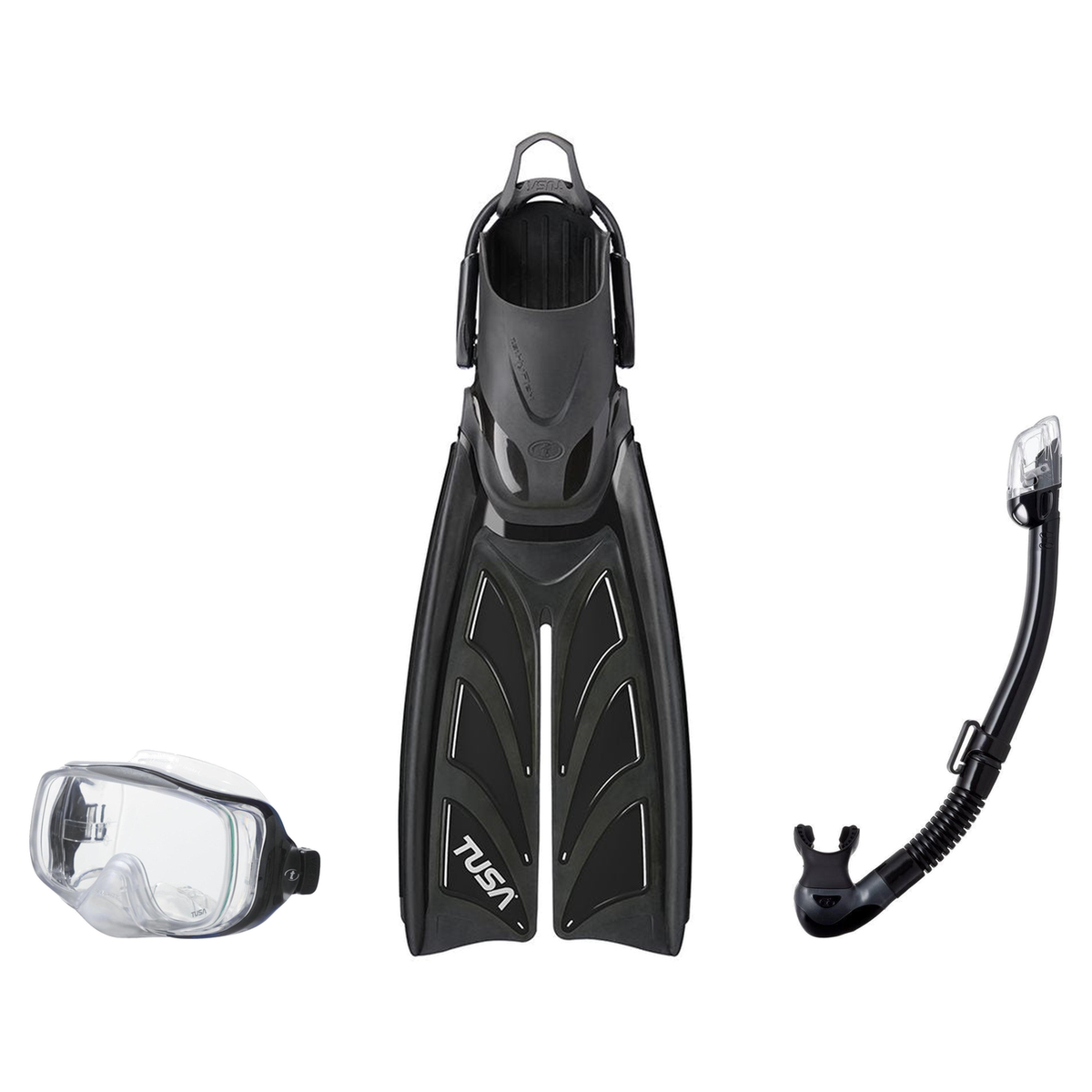 Tusa Mask Fin Snorkel Package – Freedom Elite Single Lens, Tina Single Lens or Imprex 3-D Hyperdry Single Lens Mask + Hyperd…