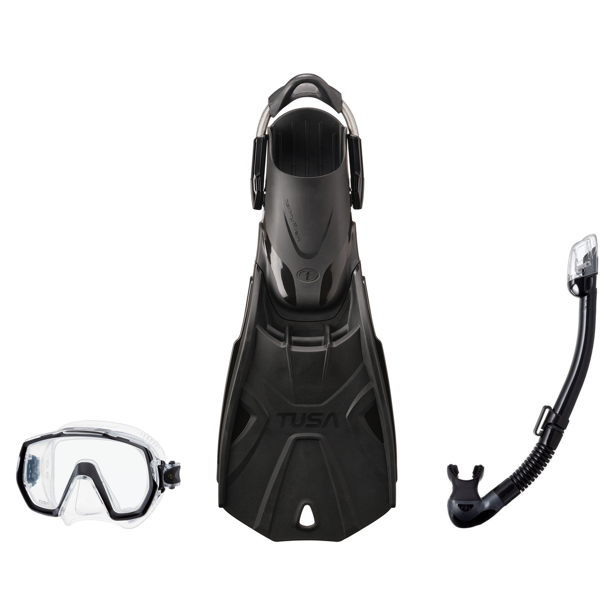 Tusa Mask Fin Snorkel Package – Freedom Elite Single Lens, Tina Single Lens or Imprex 3-D Hyperdry Single Lens Mask + Hyperd…
